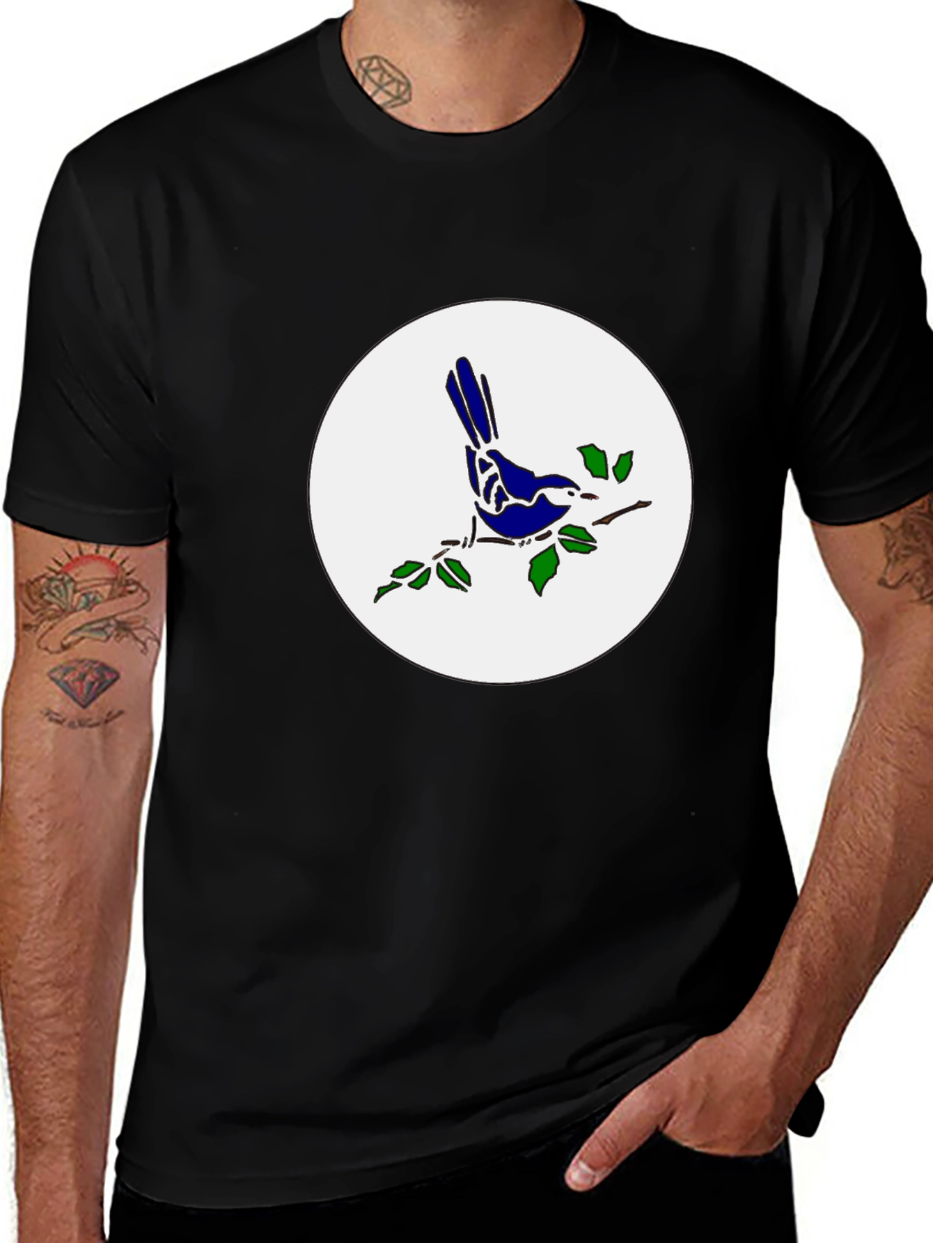 Variant 23 of Bird on Branch T-Shirt - Stylish Graphic Tee