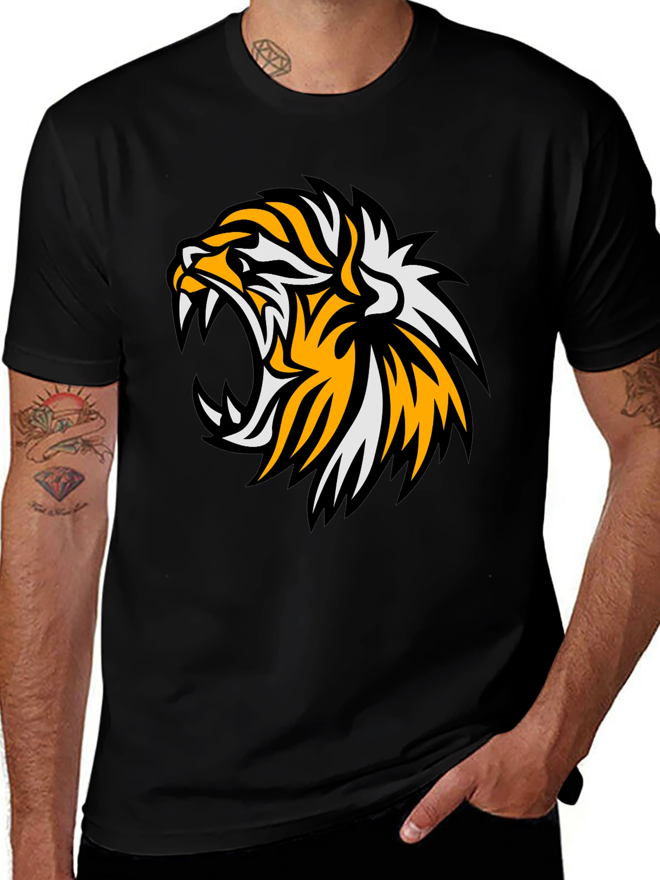 Variant 17 of Bold Tiger Graphic Tee - Black Cotton T-Shirt