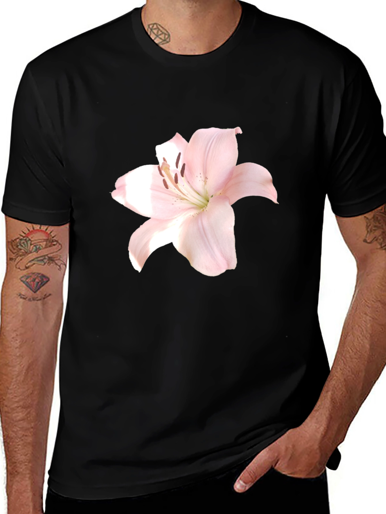 Variant 26 of Floral Print T-Shirt - Black, Stylish Casual Wear