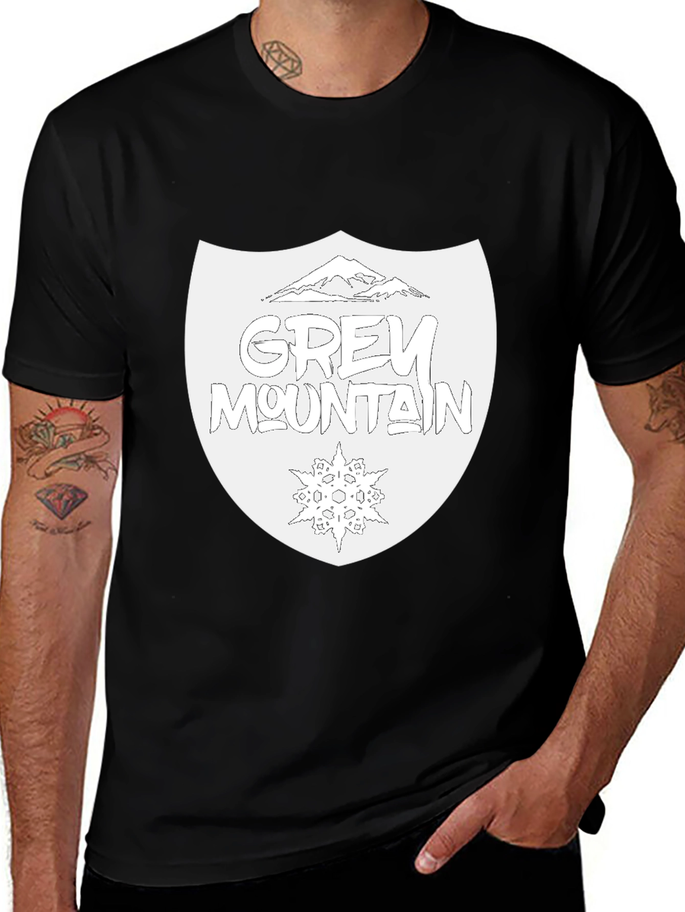 Variant 2 of Grey Mountain Graphic T-Shirt - Black Casual Tee
