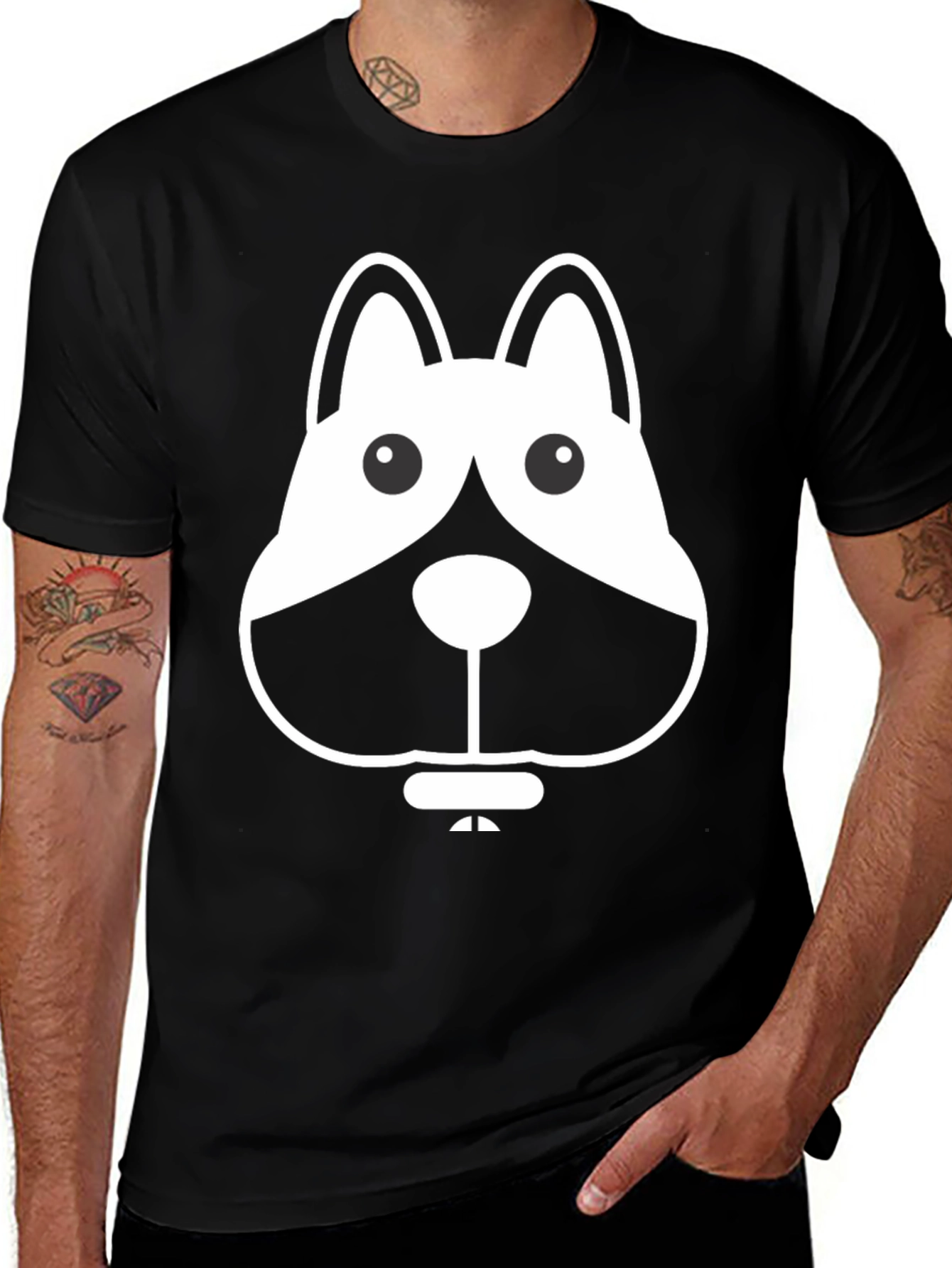 Variant 29 of Dog Graphic Black Tee - Casual Wear
