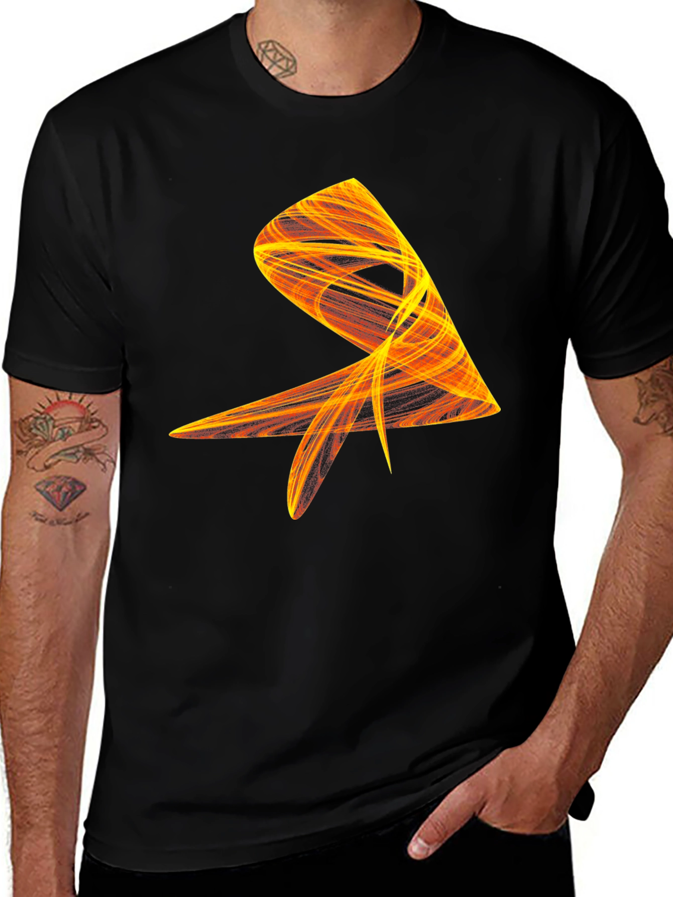 Variant 30 of Abstract Flame Graphic Black Tee - Modern Art Shirt