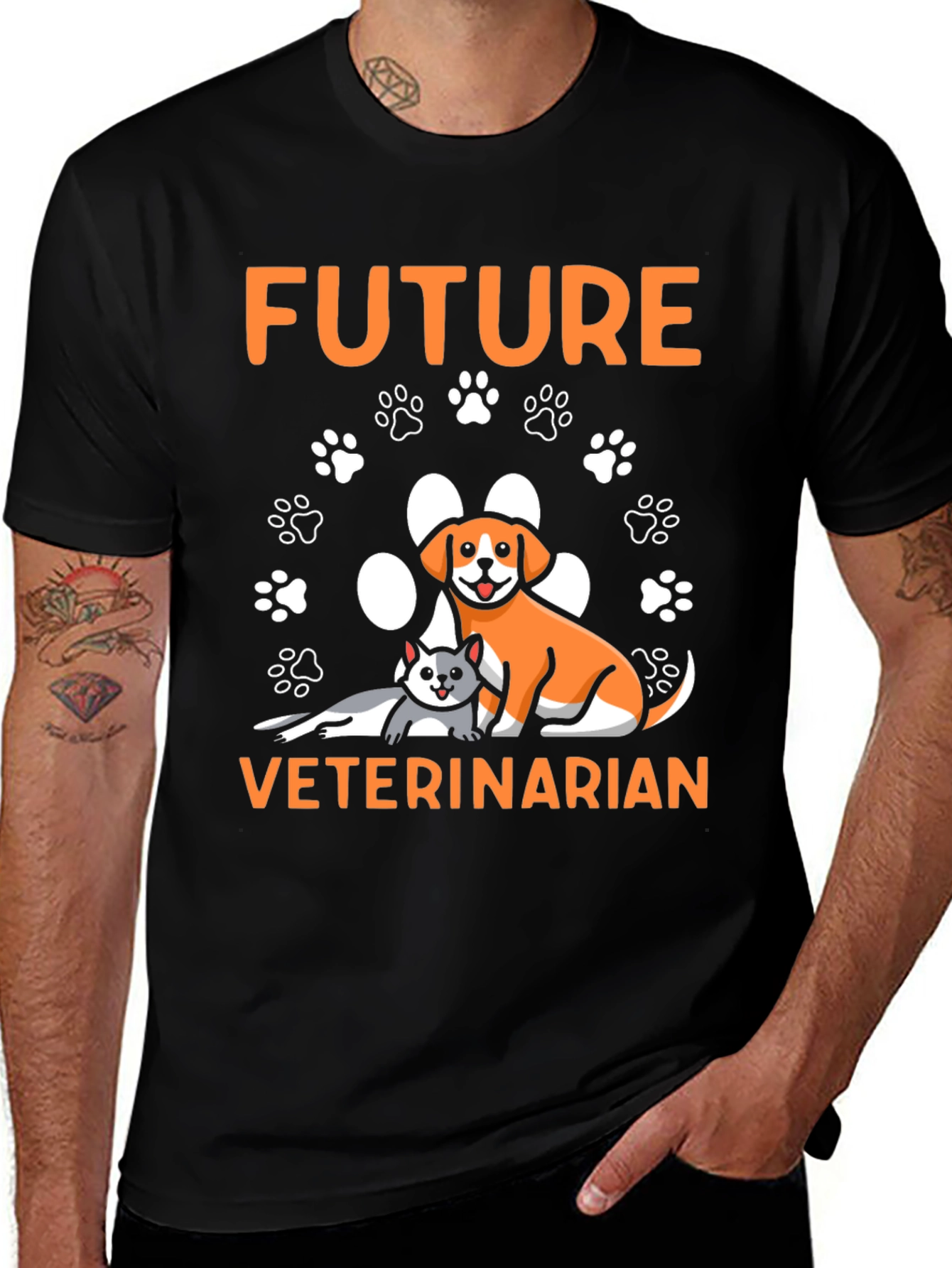 Variant 24 of Future Veterinarian T-Shirt: Cute Cat & Dog Tee