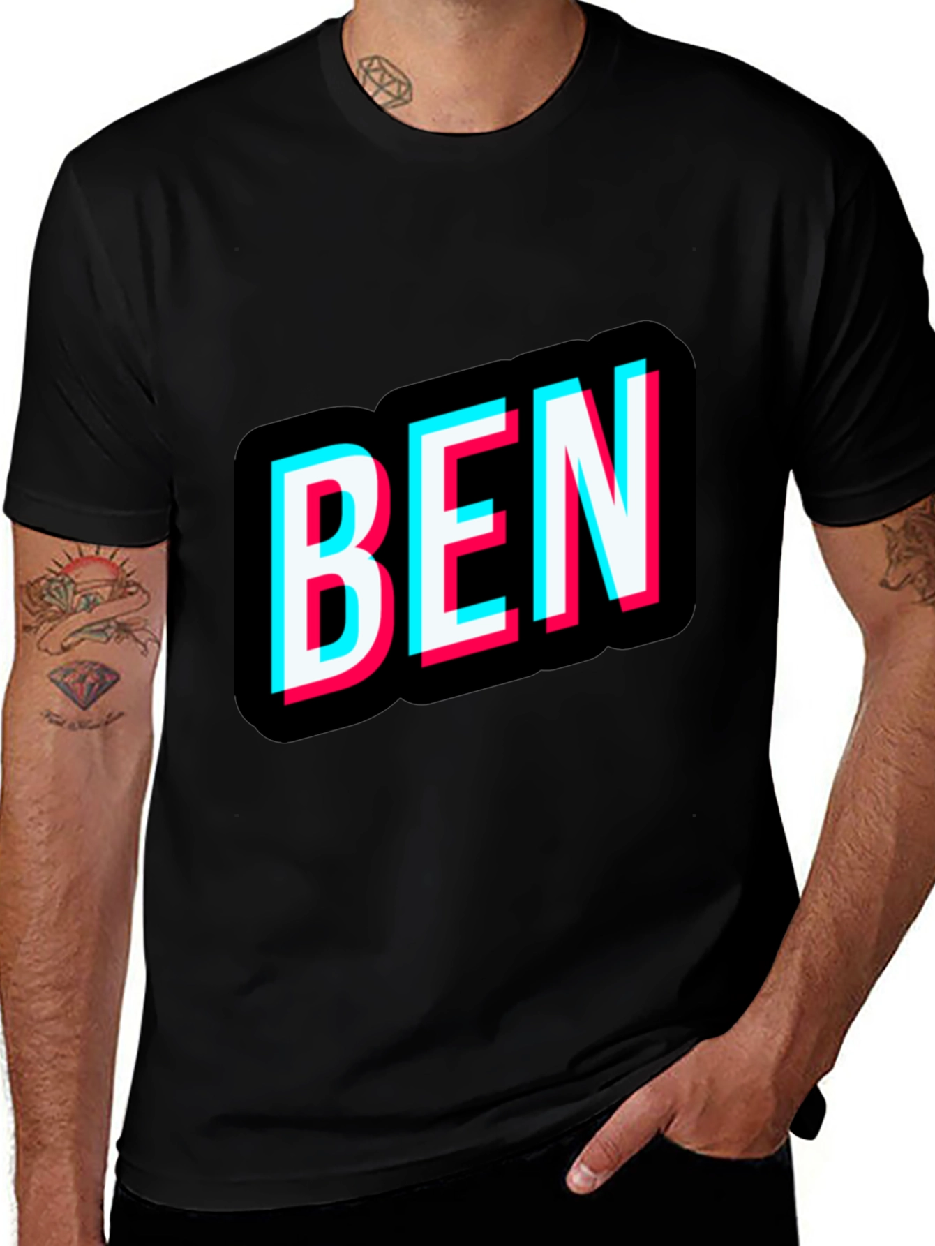 Variant 6 of Ben Typography Graphic Tee - Black Cotton Blend