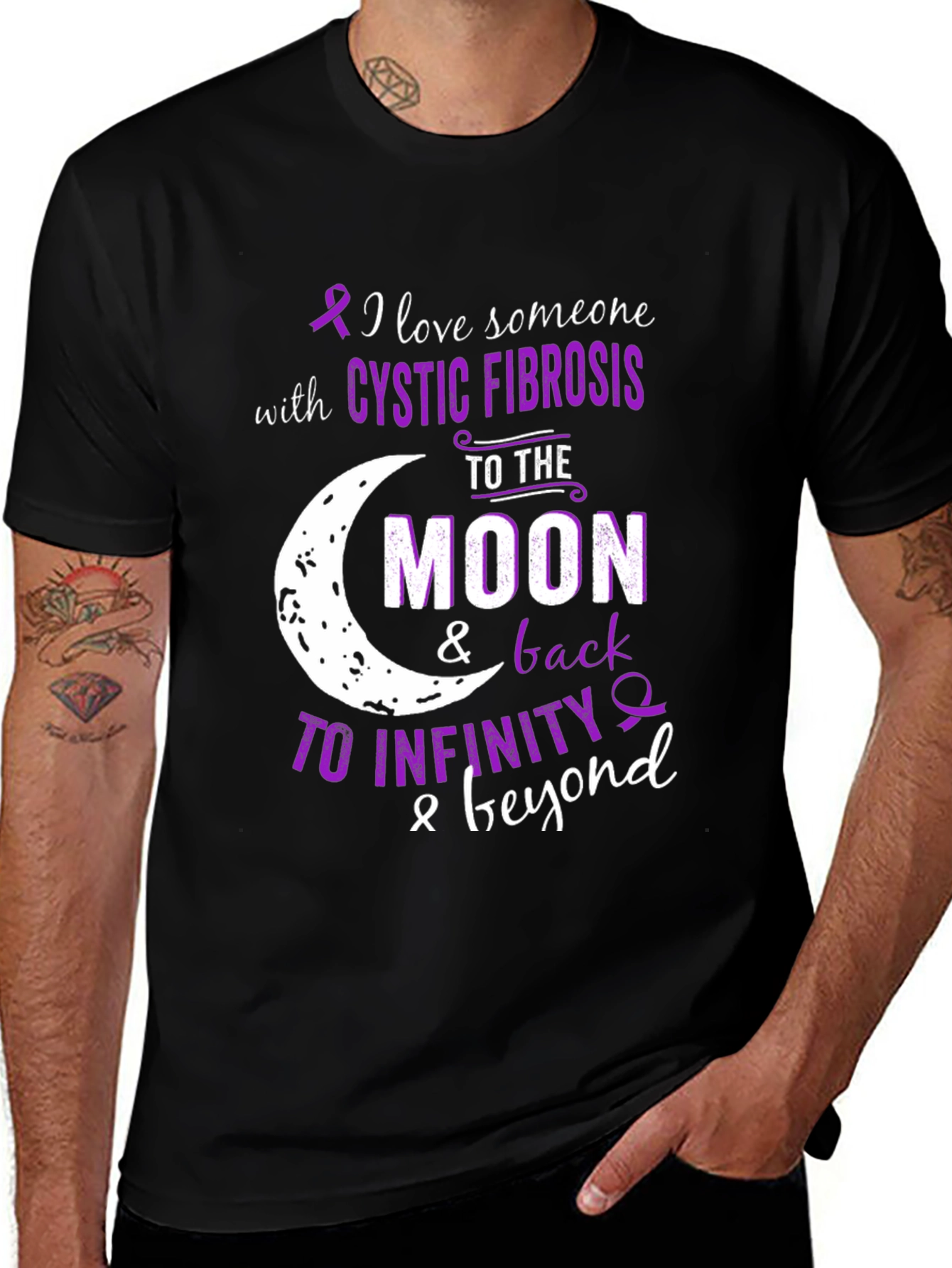 Cystic Fibrosis Awareness T-Shirt: Moon & Back