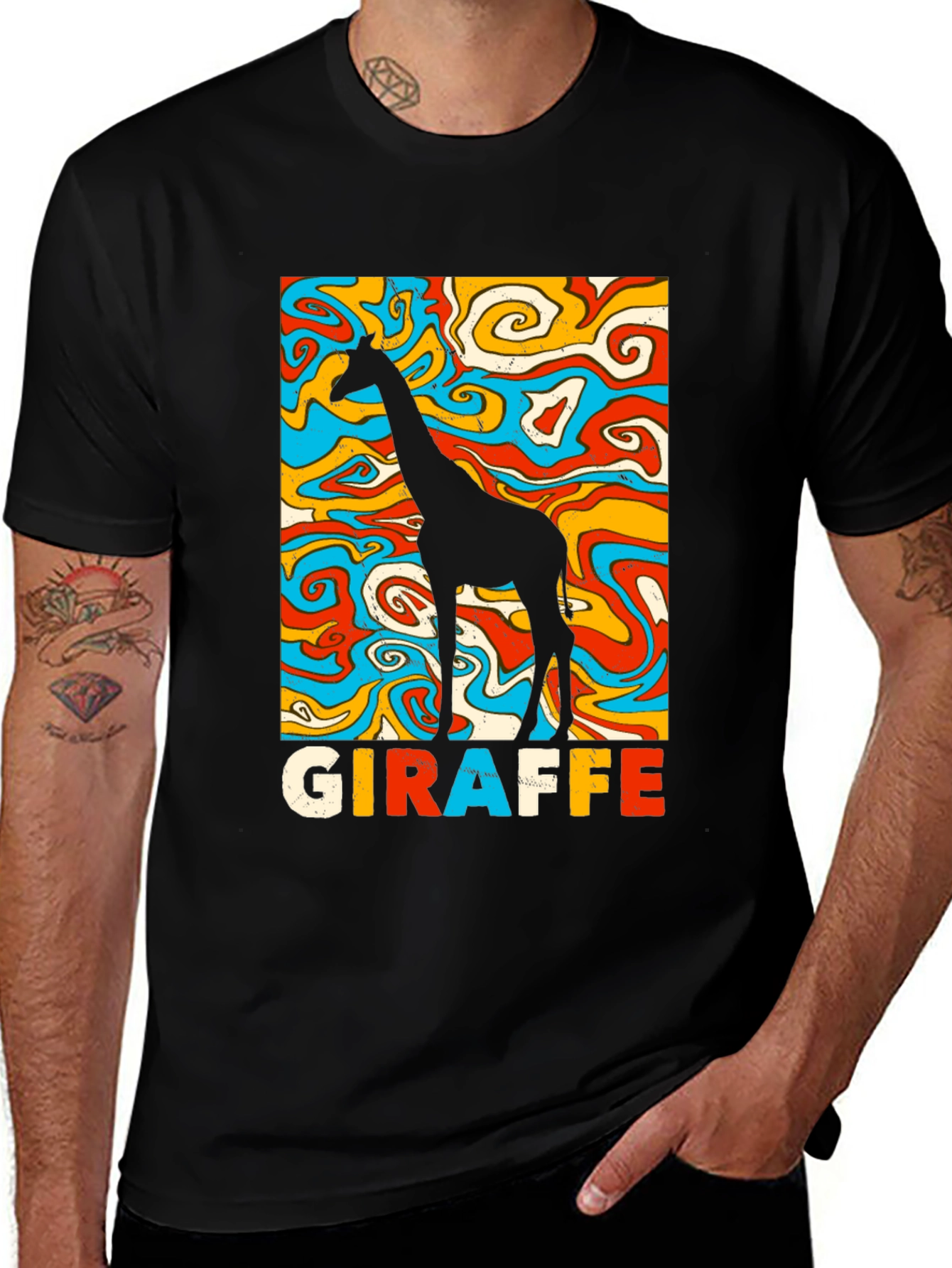 Variant 5 of Groovy Giraffe Graphic Tee - Retro Style