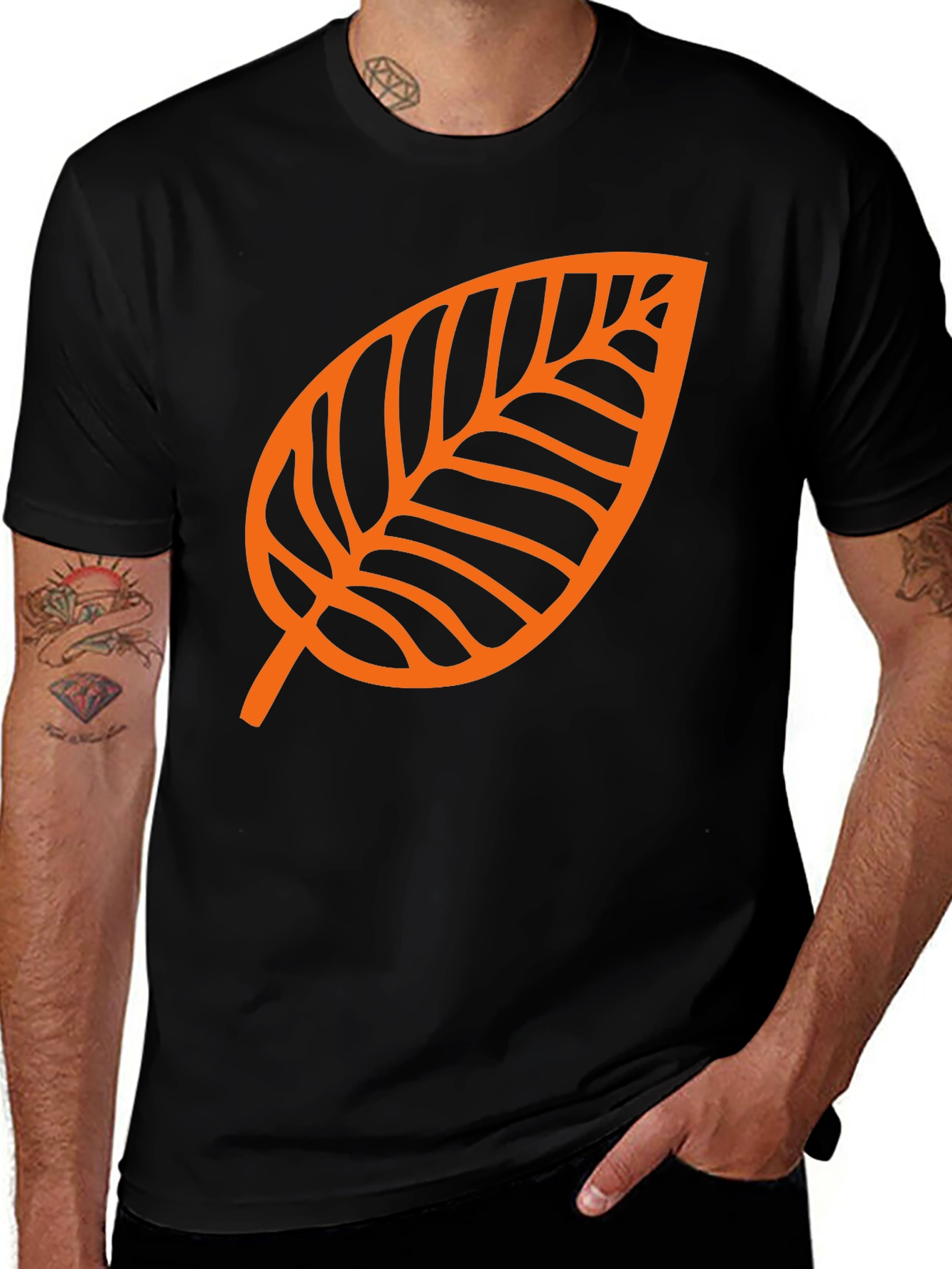 Variant 17 of Leaf Graphic Tee - Black Casual T-Shirt