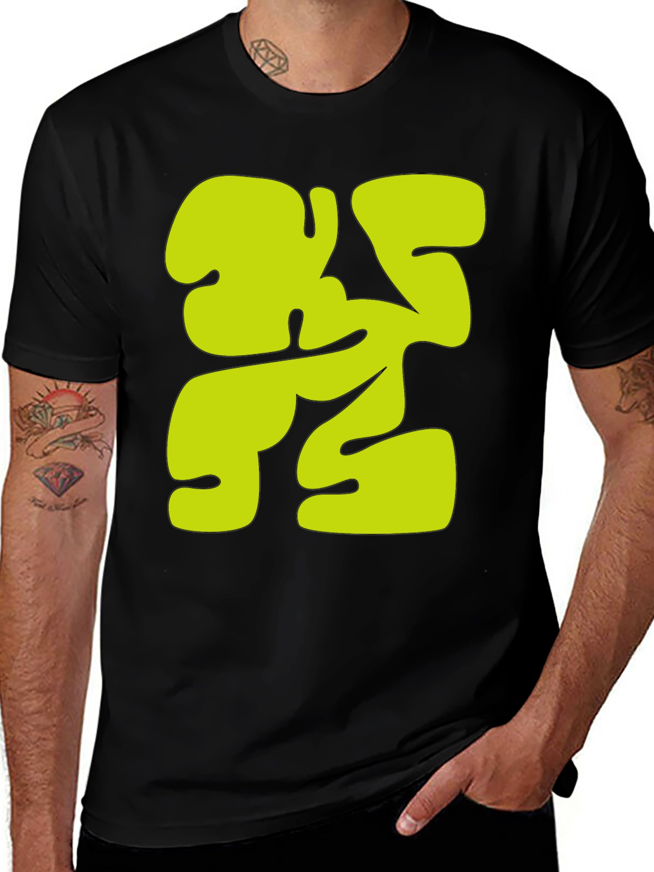 Variant 8 of Abstract Graphic Print Black T-Shirt