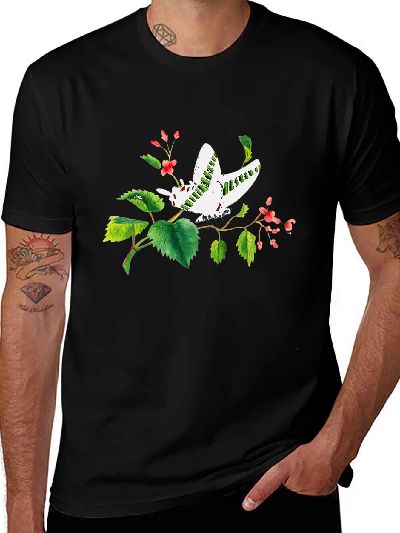 Black Butterfly Graphic Print Black T-Shirt main image