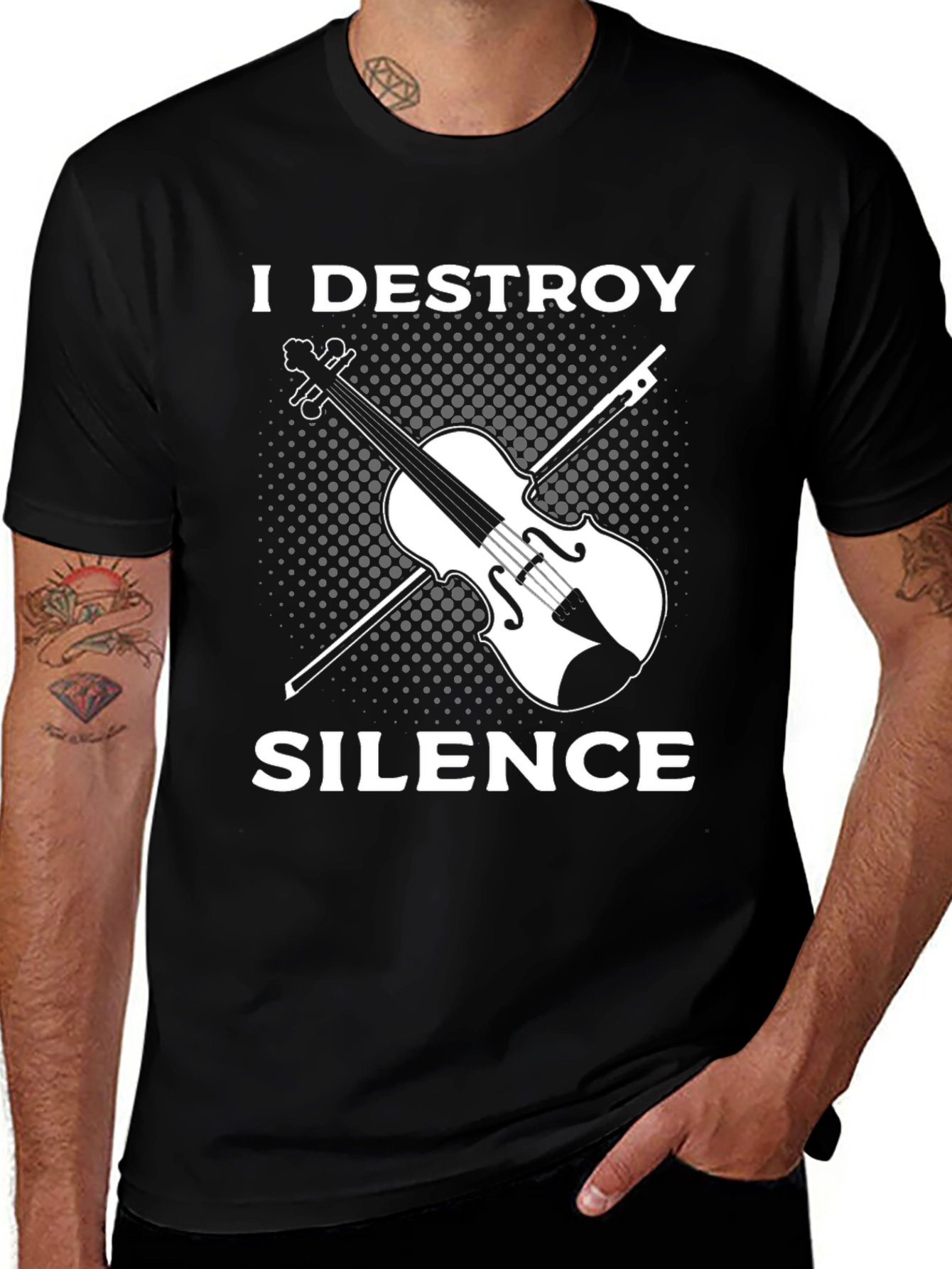 Variant 27 of I Destroy Silence Violin Graphic T-Shirt