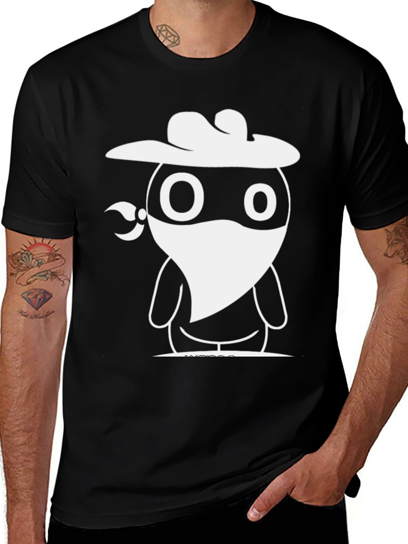 Variant 8 of Cartoon Bandit Graphic Tee - Men's Black T-Shirt