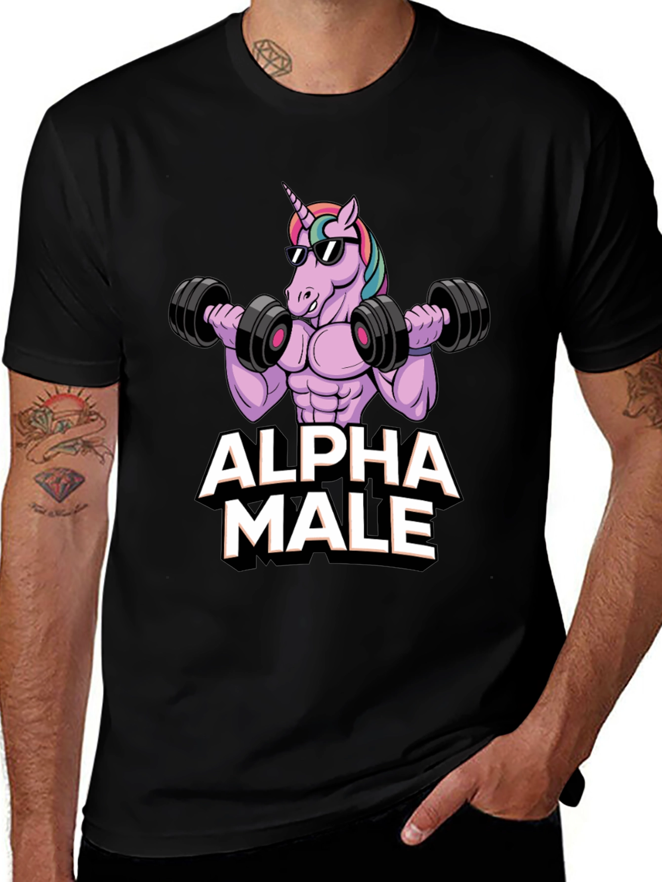 Variant 20 of Alpha Male Unicorn T-Shirt | Workout Motivation Tee