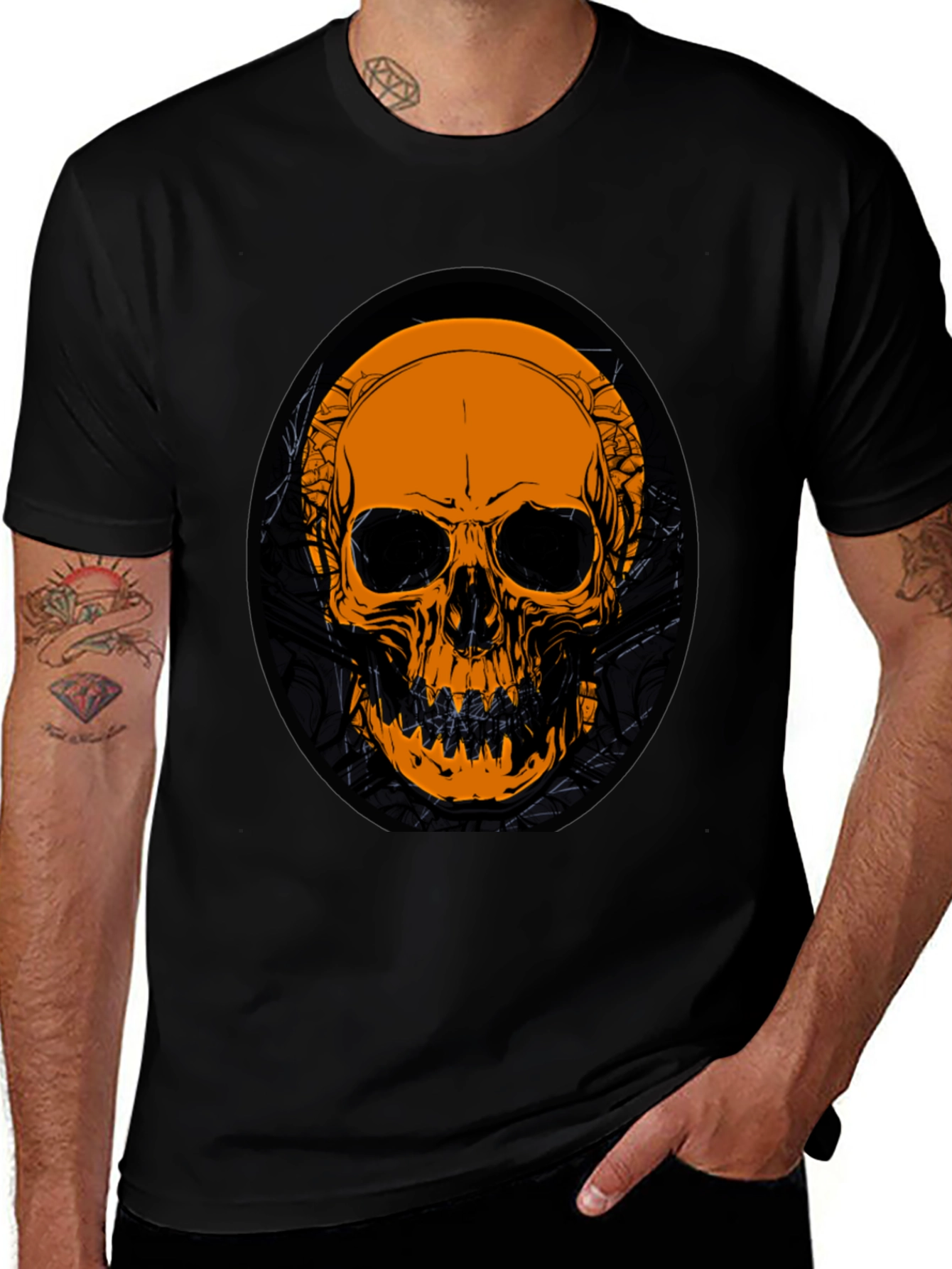 Variant 20 of Skull Graphic Tee - Black Cotton T-Shirt