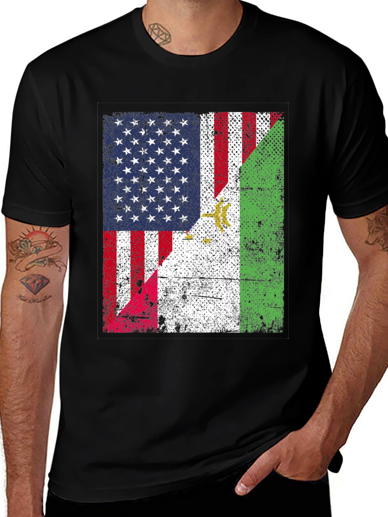 USA Italy Flag Heritage Graphic T-Shirt