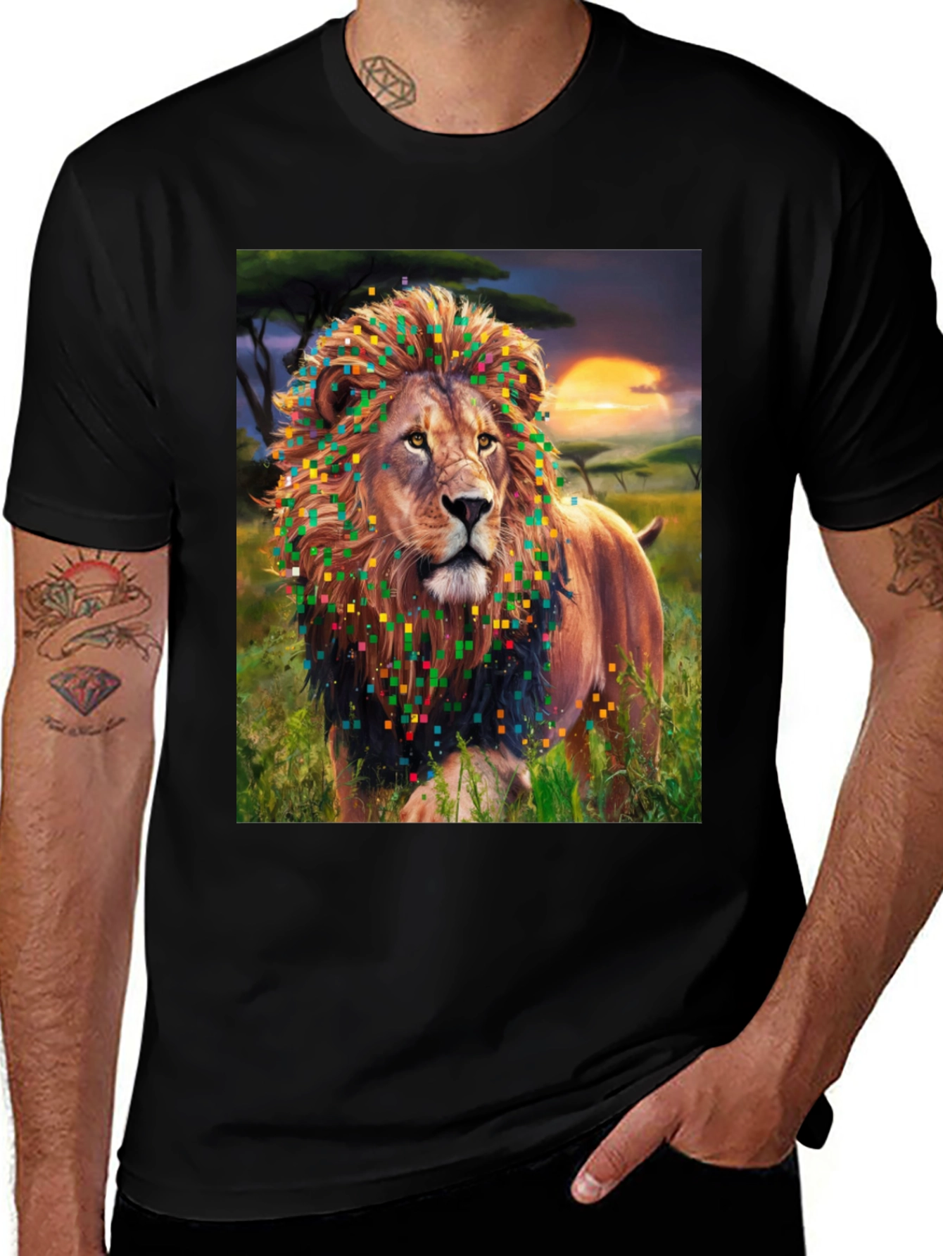 Lion King Pixelated Mane Graphic T-Shirt