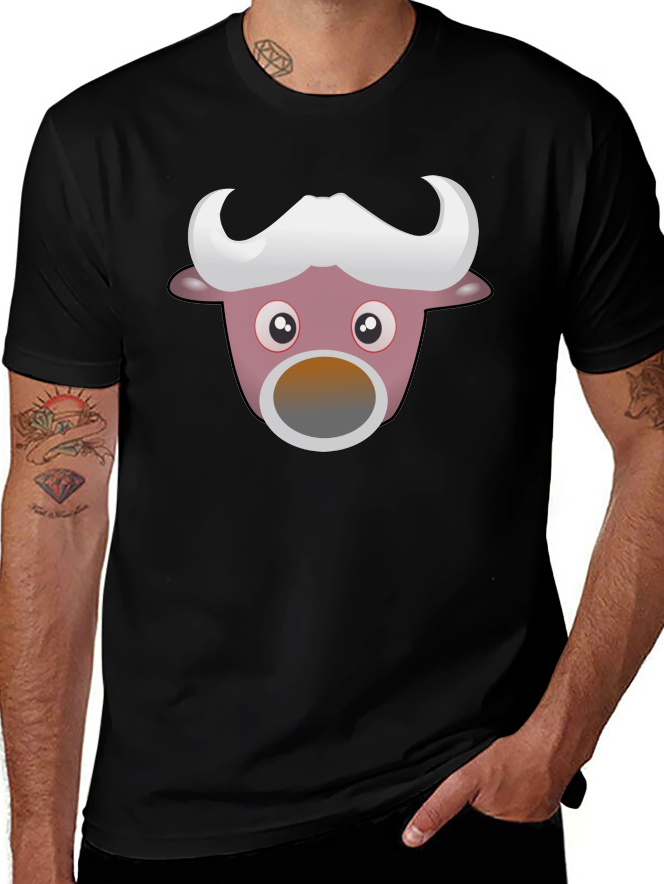 Variant 11 of Funny Cartoon Animal Graphic Black T-Shirt