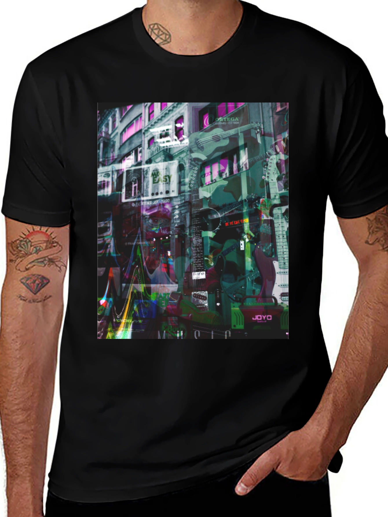 Variant 27 of Abstract Cityscape Guitar T-Shirt
