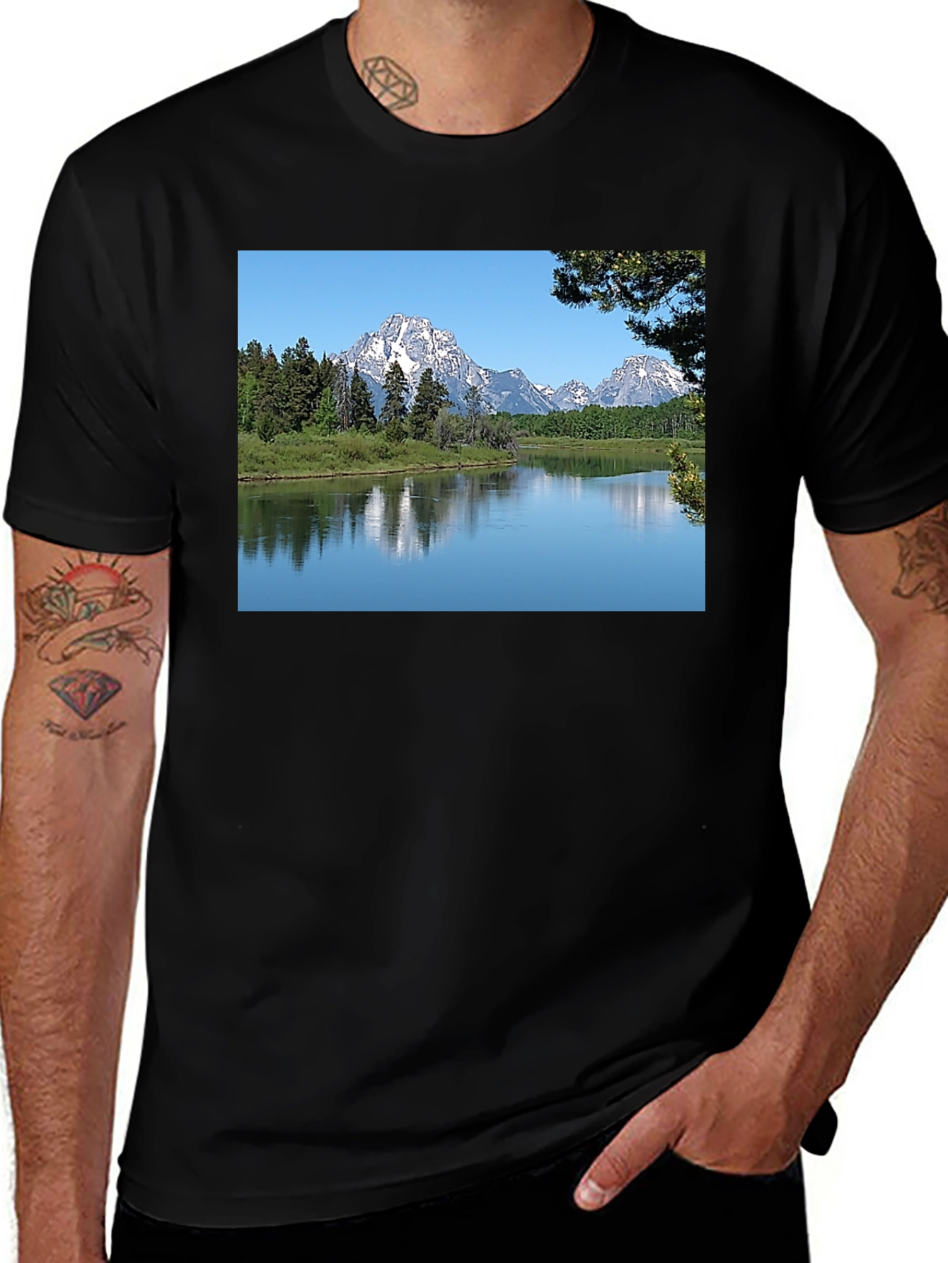 Variant 4 of Mountain Lake Graphic Black Tee