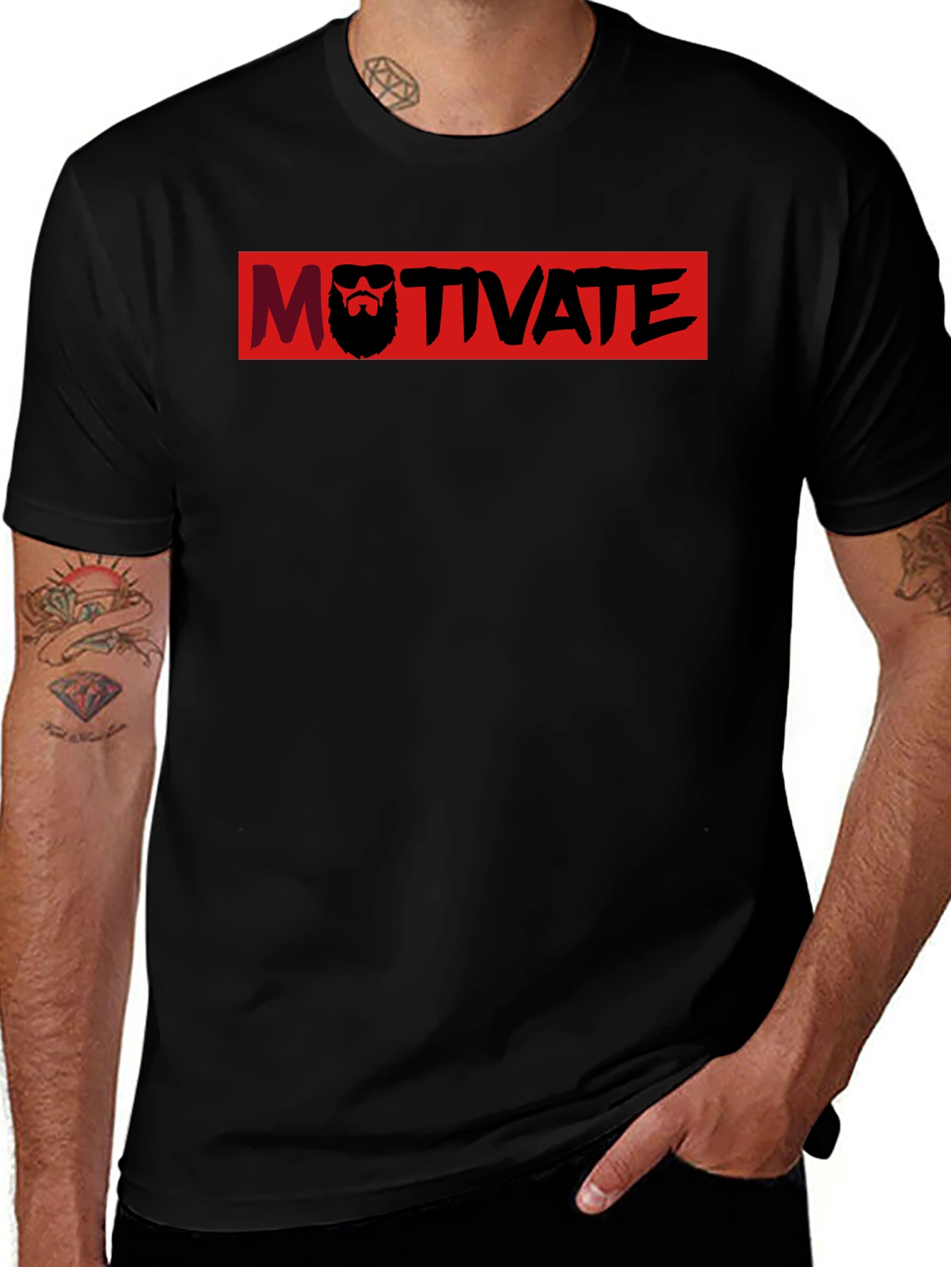 Variant 10 of Motivate Black T-Shirt with Graphic Print