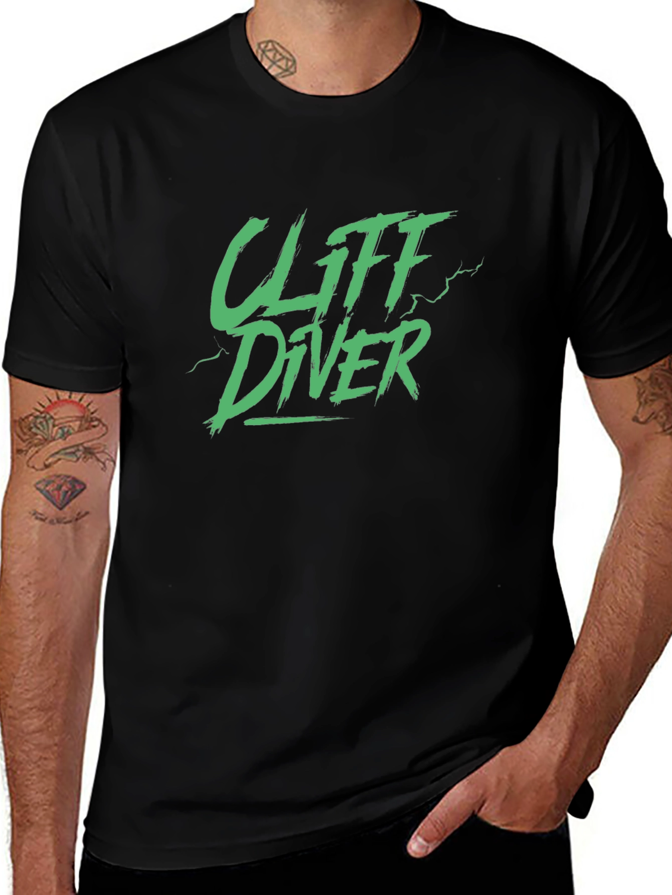 Variant 8 of Cliff Diver Graphic Tee - Men's Black T-Shirt