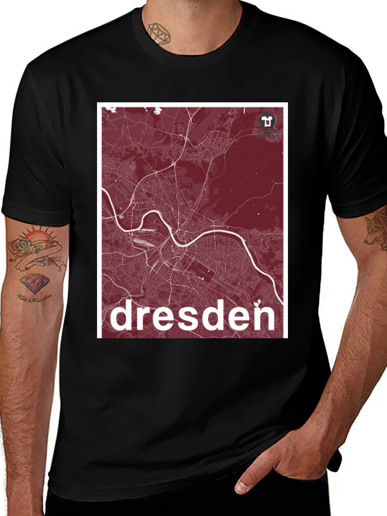 Variant 6 of Dresden Map T-Shirt - Cityscape Design