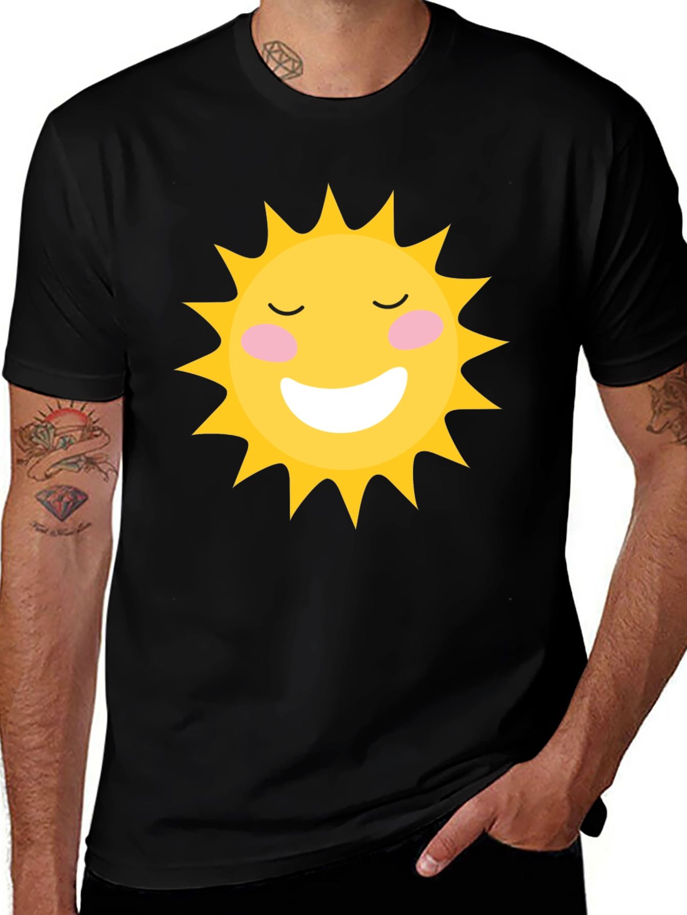 Smiling Sun Graphic Black T-Shirt