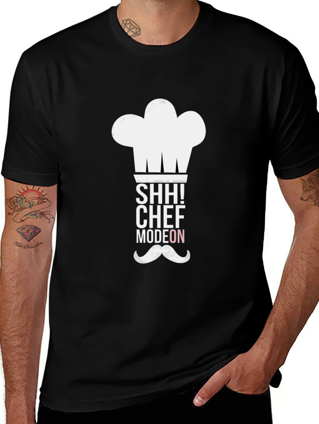 Variant 7 of SHH! Chef Mode On T-Shirt - Black Cotton Crew Neck