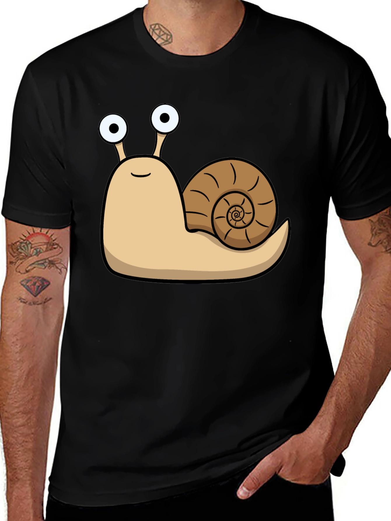 Variant 15 of Cartoon Snail Graphic Black T-Shirt