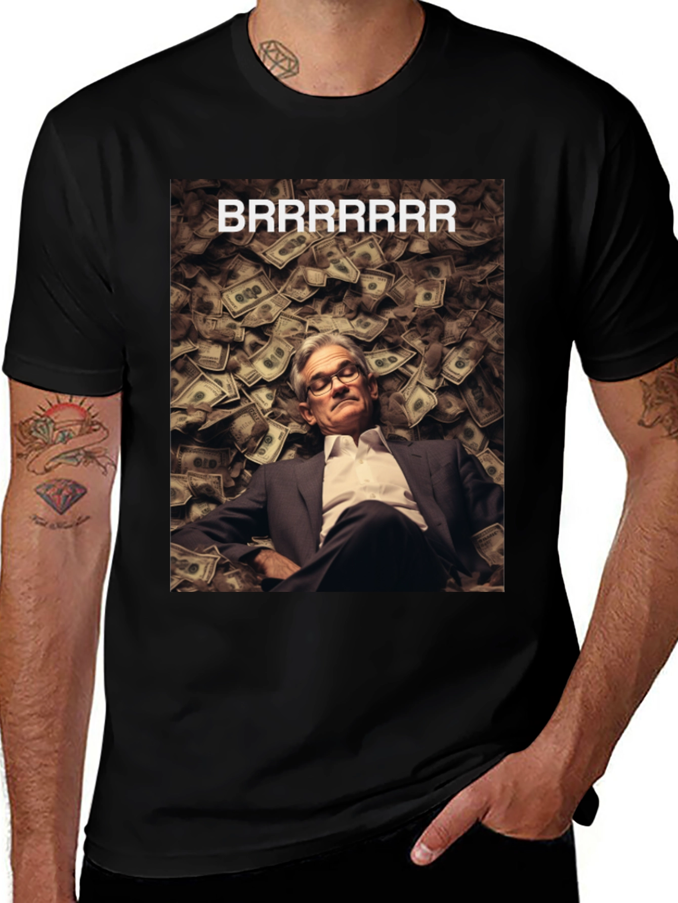 Variant 18 of Jerome Powell BRRRRR T-Shirt - Funny Money Meme