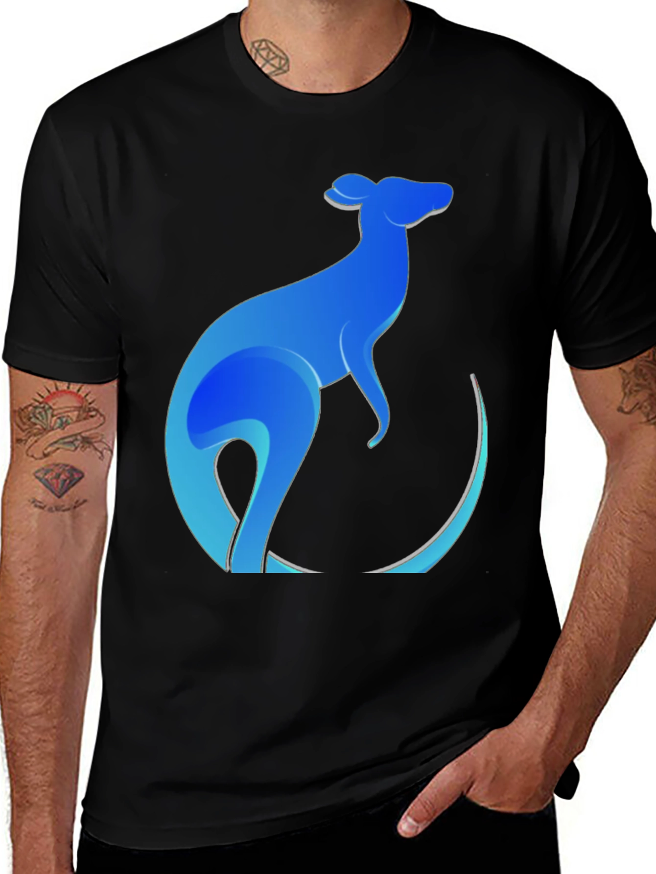 Variant 26 of Blue Kangaroo Graphic Tee - Men's Black T-Shirt