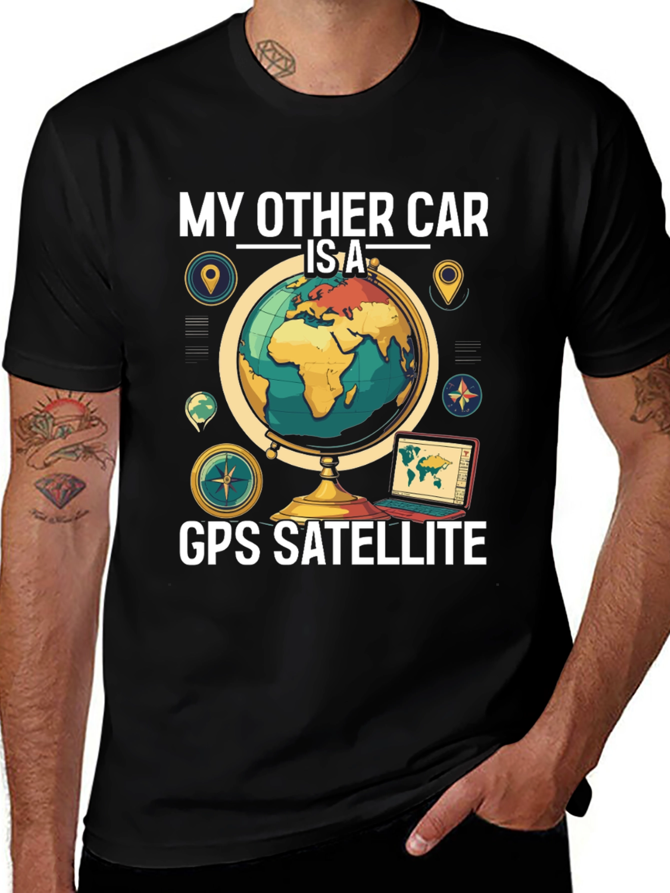 GPS Satellite Car Humor Graphic Tee