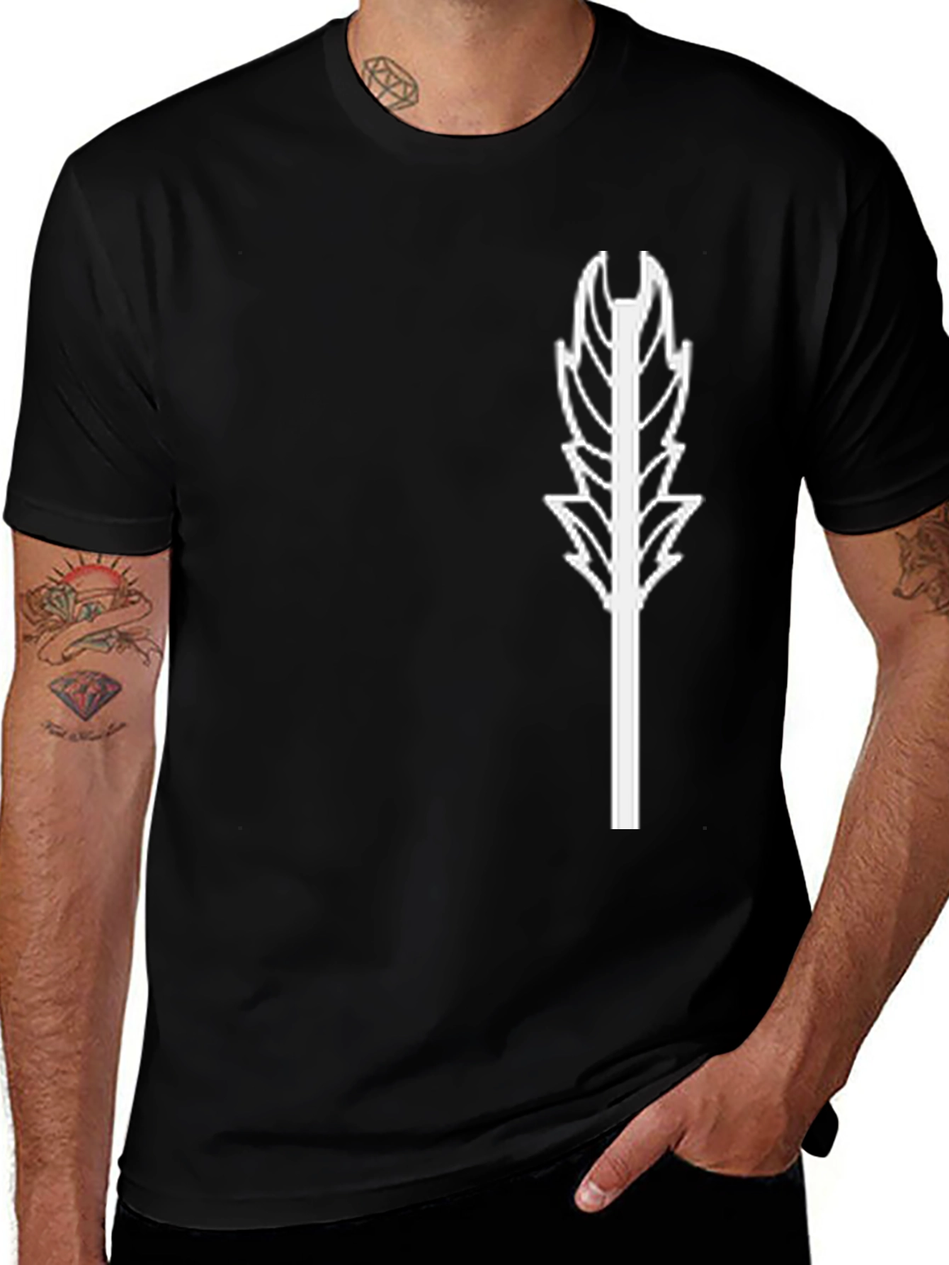 Feather Graphic Black T-Shirt