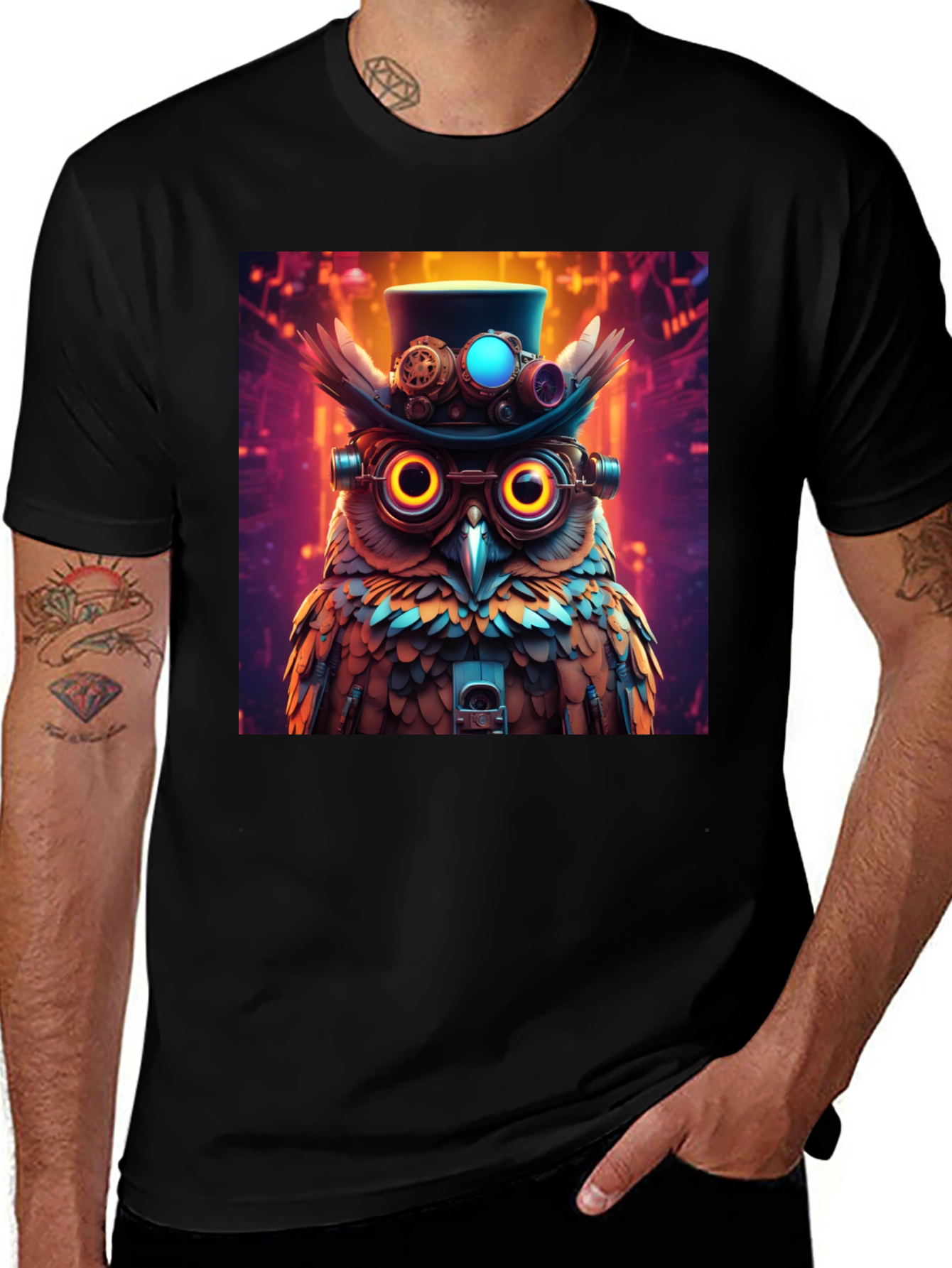 Variant 29 of Steampunk Owl T-Shirt - Unique Graphic Tee