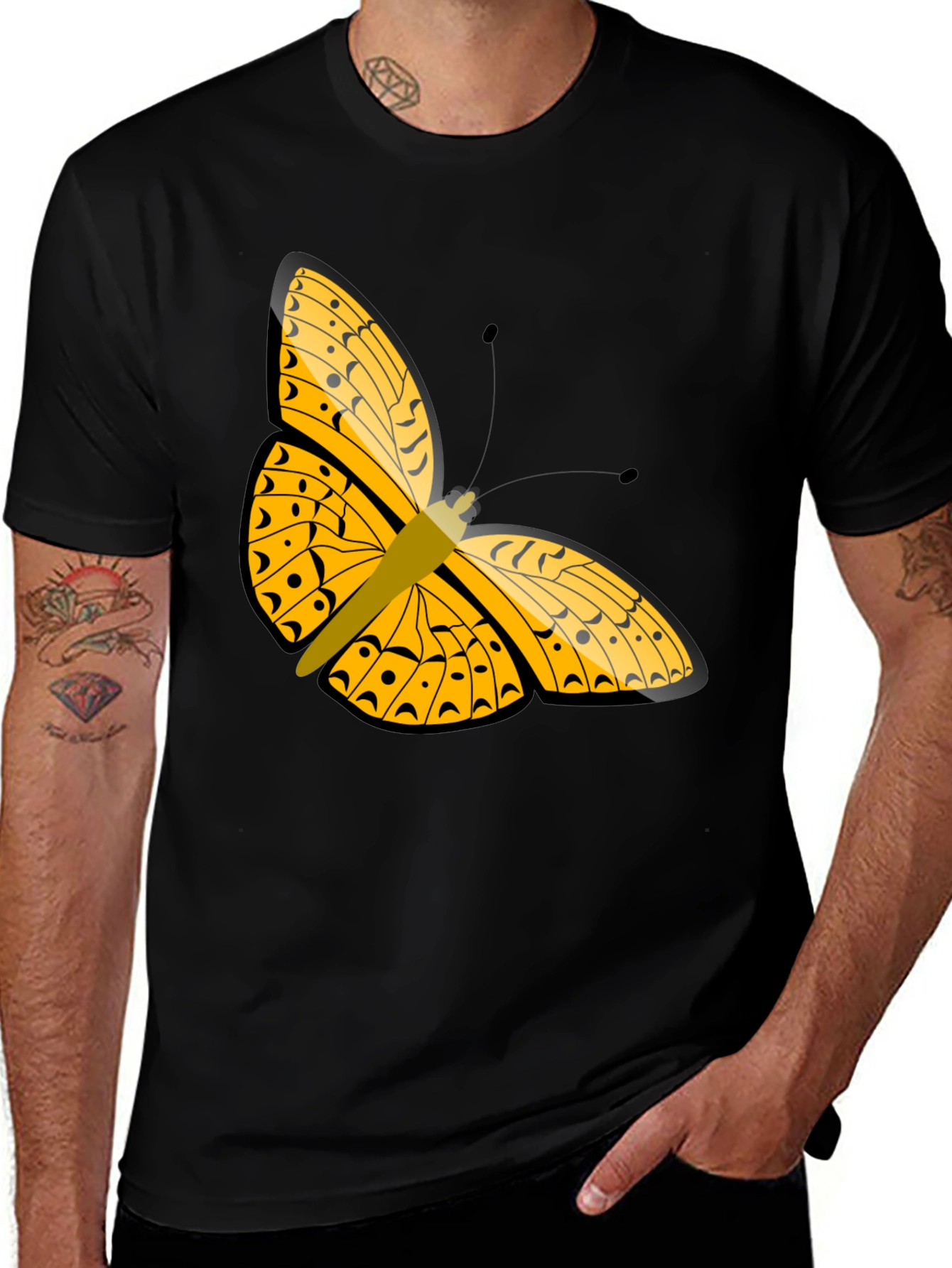 Variant 17 of Butterfly Graphic Tee - Stylish Black T-Shirt