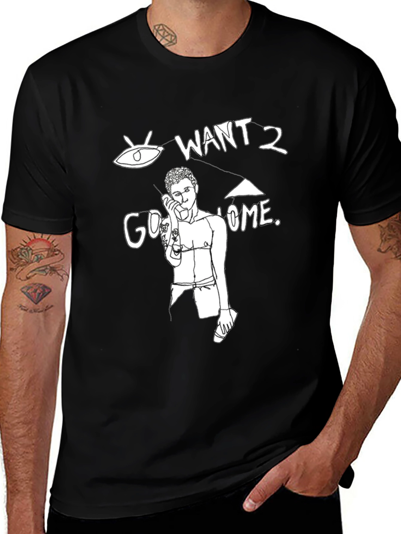 Variant 25 of Want 2 Go Home Black Graphic Tee