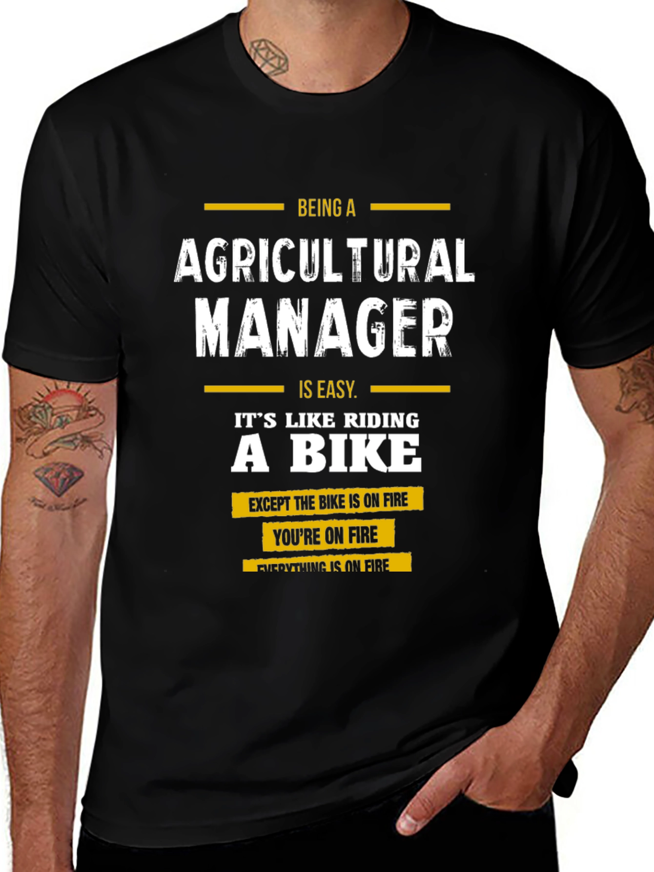 Variant 29 of Agricultural Manager T-Shirt - Riding a Bike on Fire!