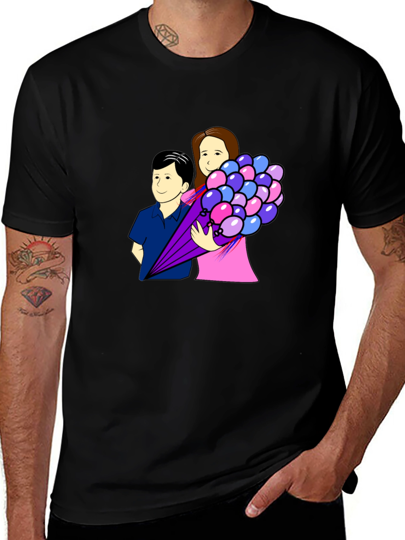 Variant 14 of Couple Holding Balloons Graphic Tee