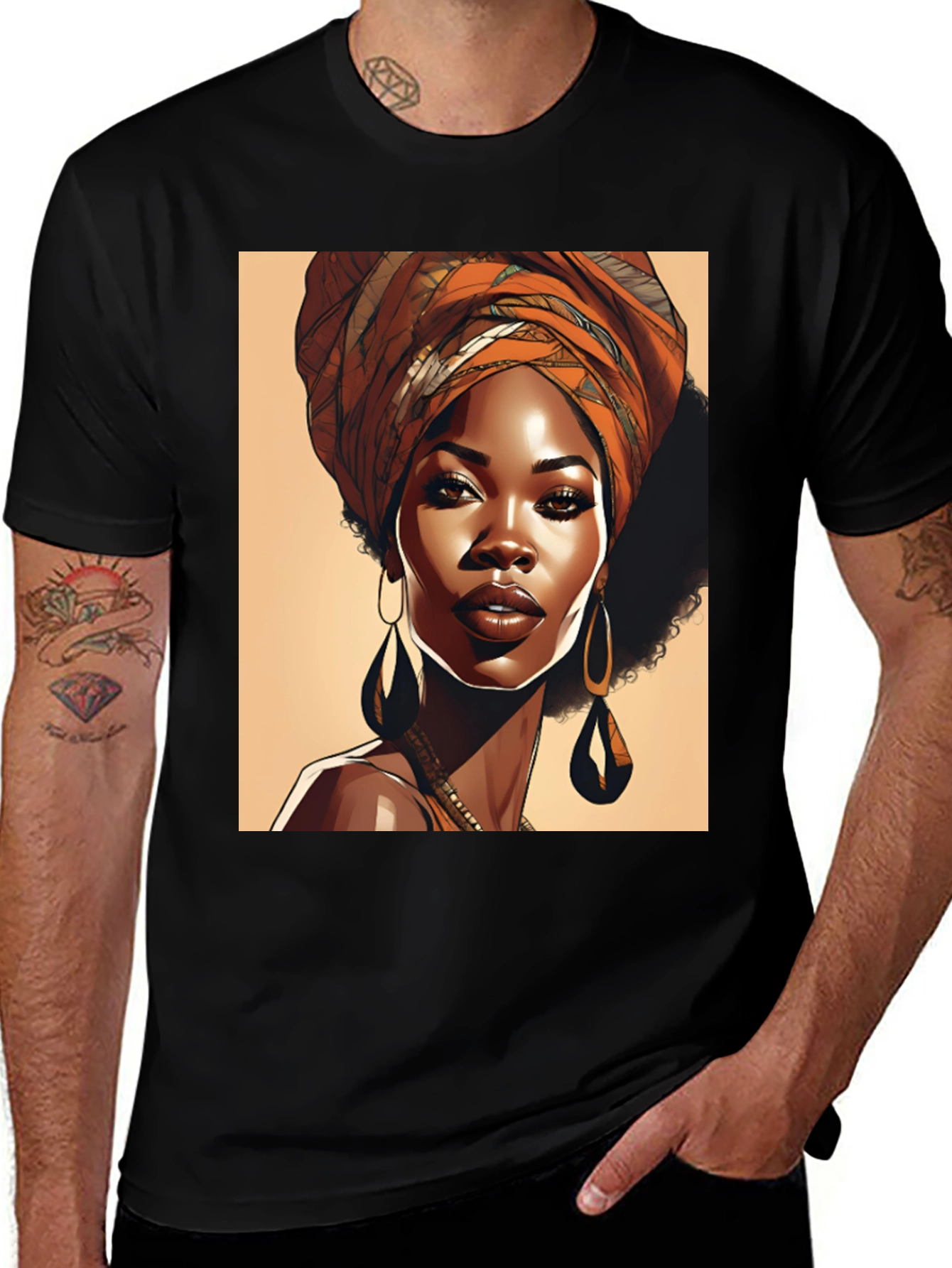 Variant 16 of Elegant Woman T-Shirt, Afrocentric Style