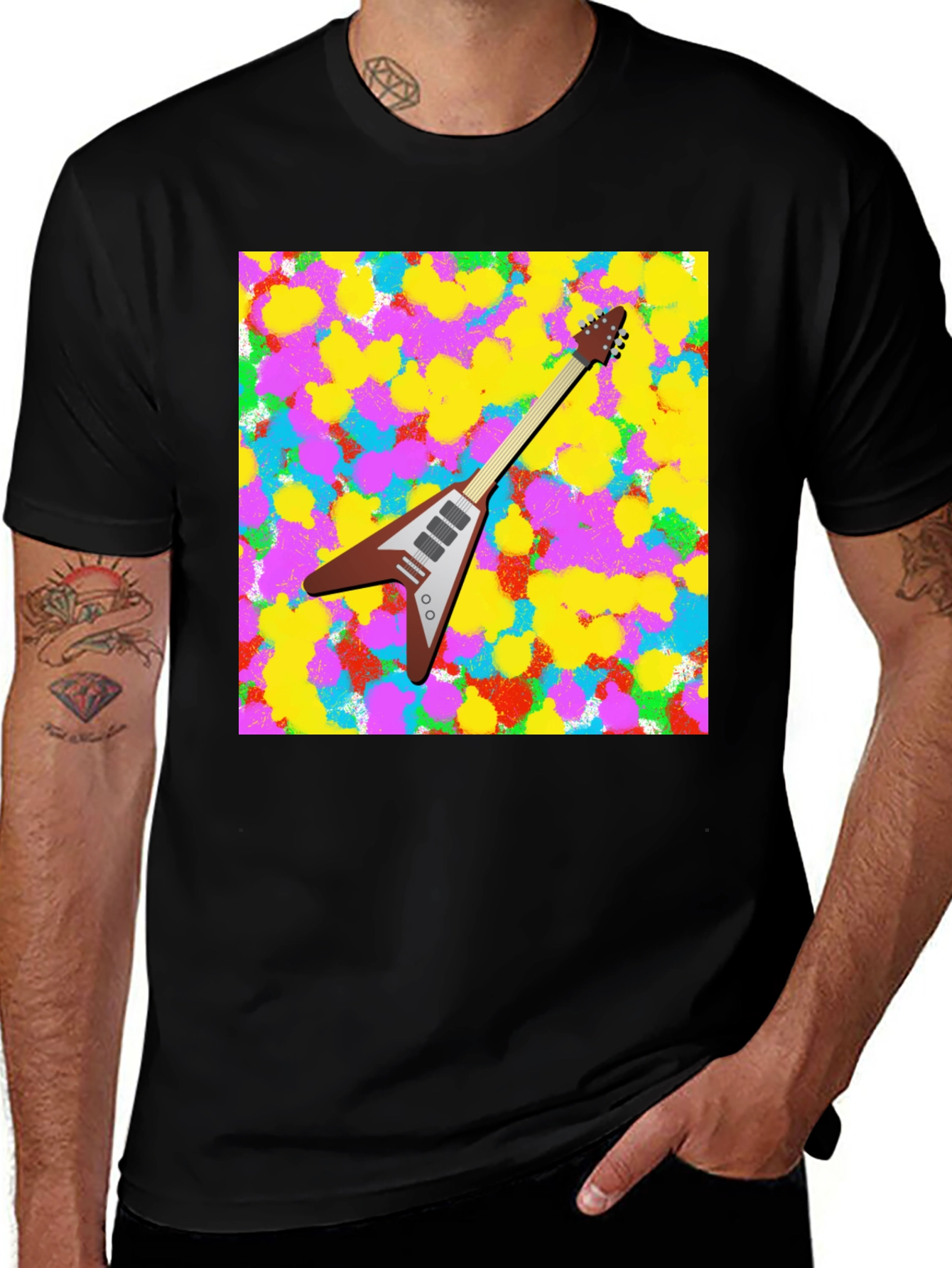 Variant 21 of Flying V Guitar Tee - Abstract Art Shirt