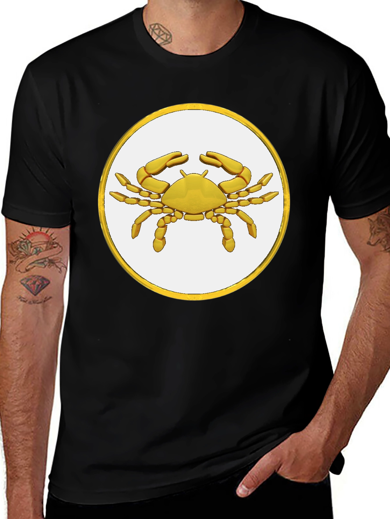 Variant 25 of Zodiac Cancer T-Shirt - Golden Crab Design