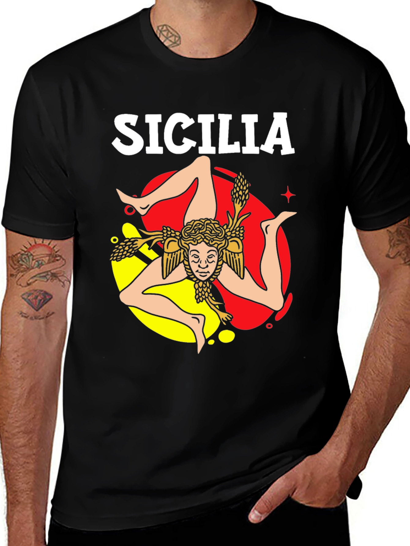 Sicilia T-Shirt Trinacria Symbol Design