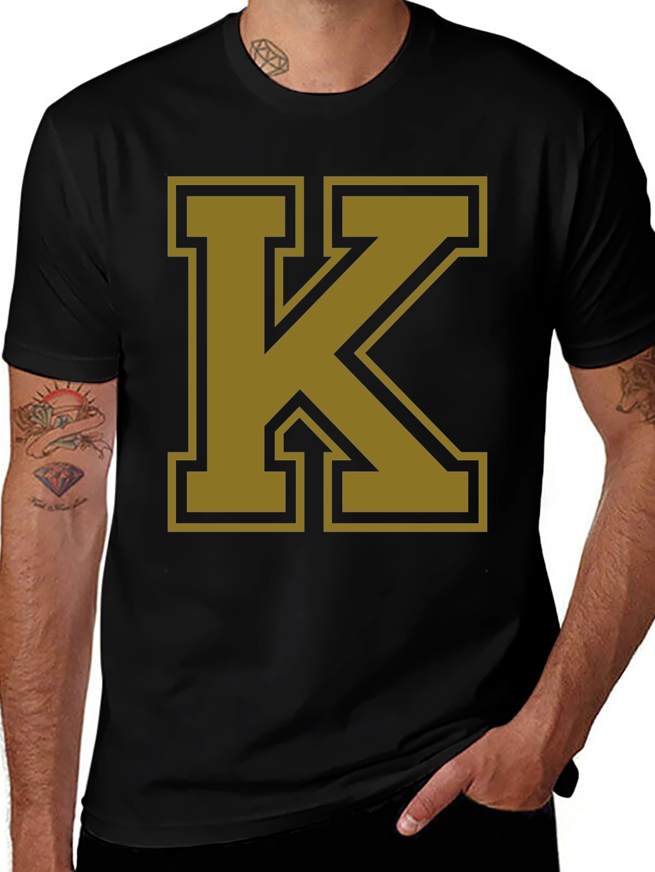 Variant 29 of Bold Letter K Graphic T-Shirt - Black