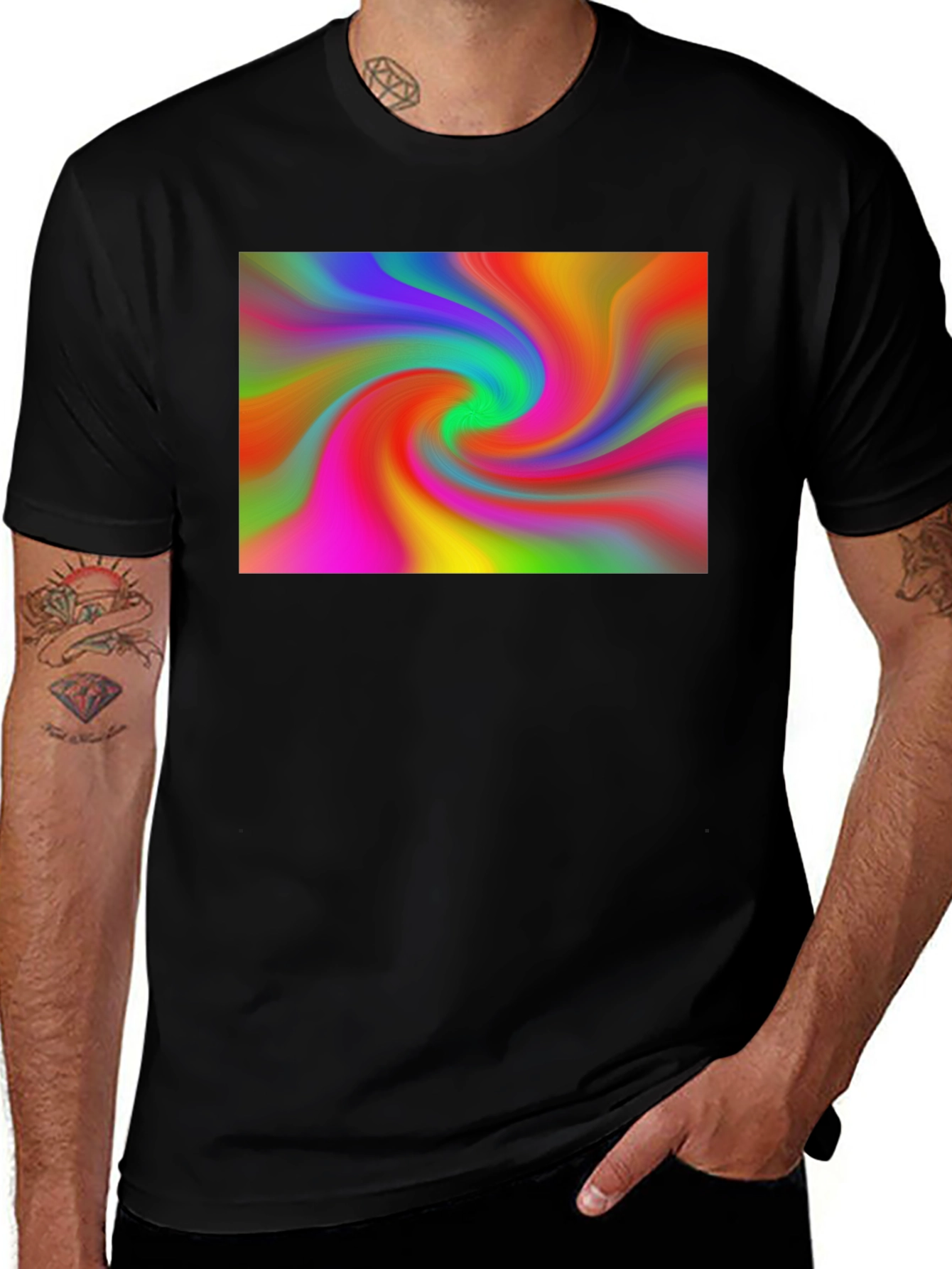 Variant 26 of Vibrant Swirl Graphic Black T-Shirt