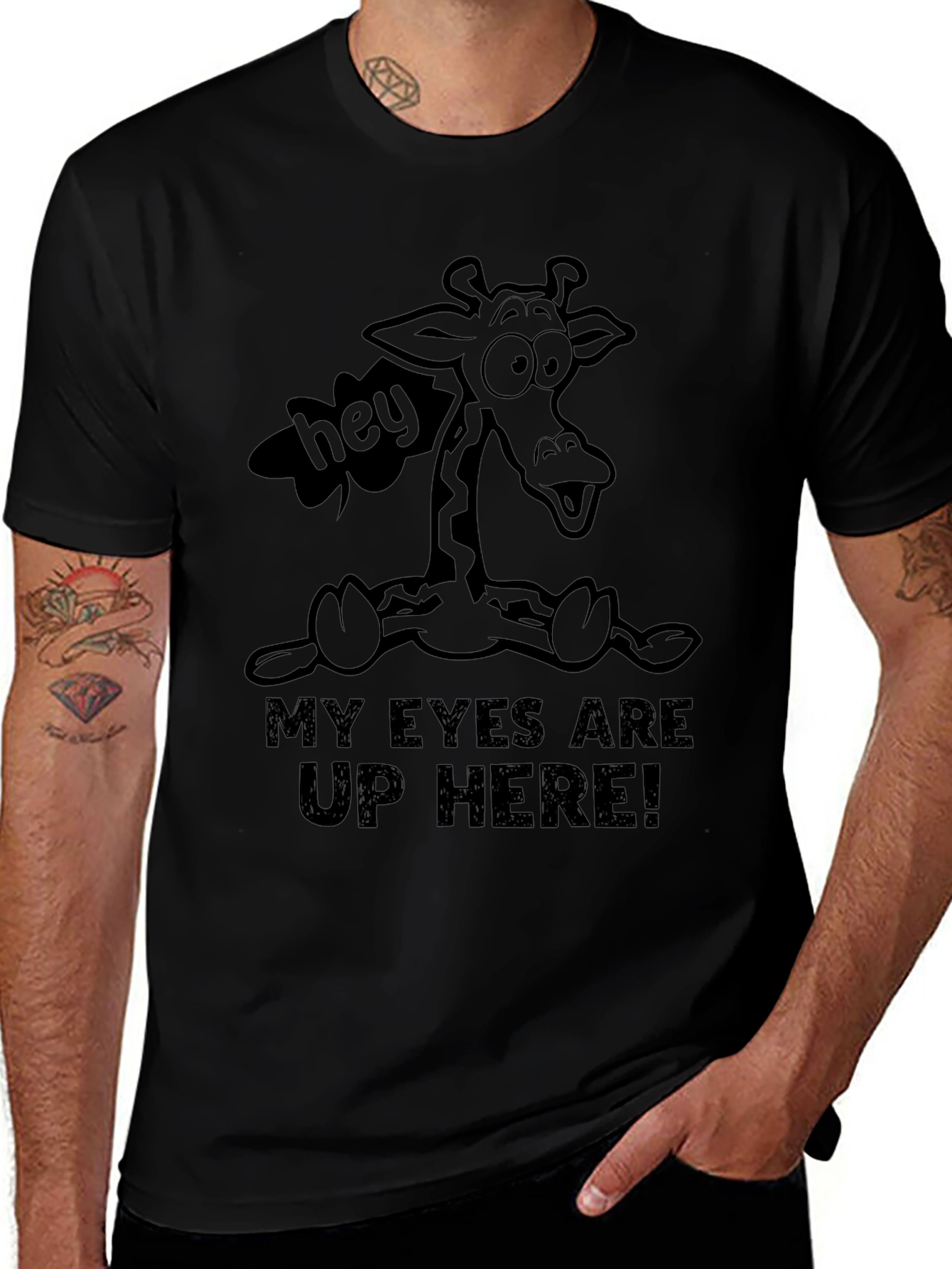 Variant 3 of Funny Giraffe Graphic Tee - "My Eyes Are Up Here!"