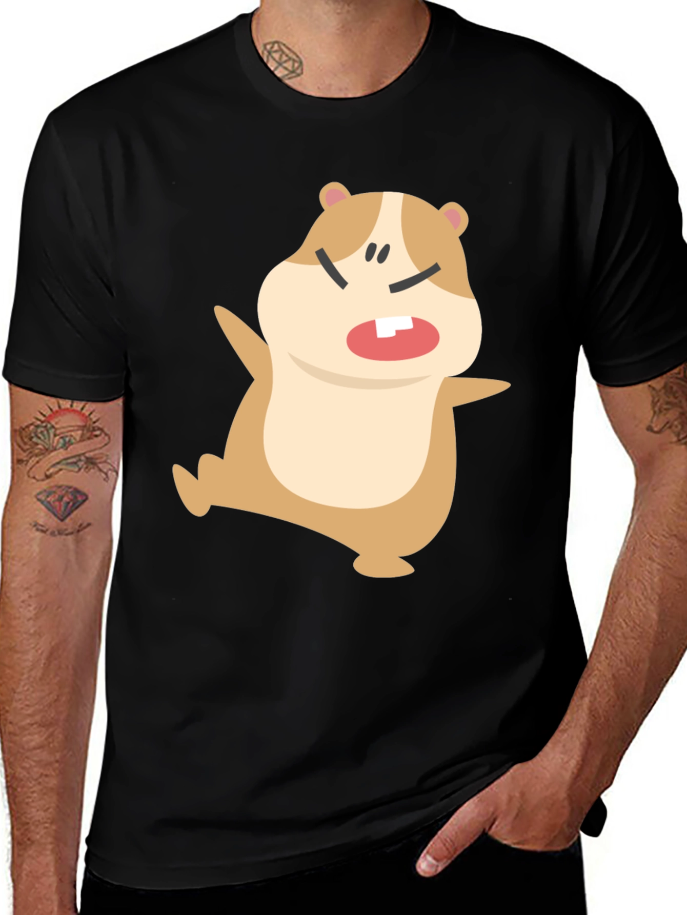 Variant 3 of Funny Hamster Graphic Black T-Shirt