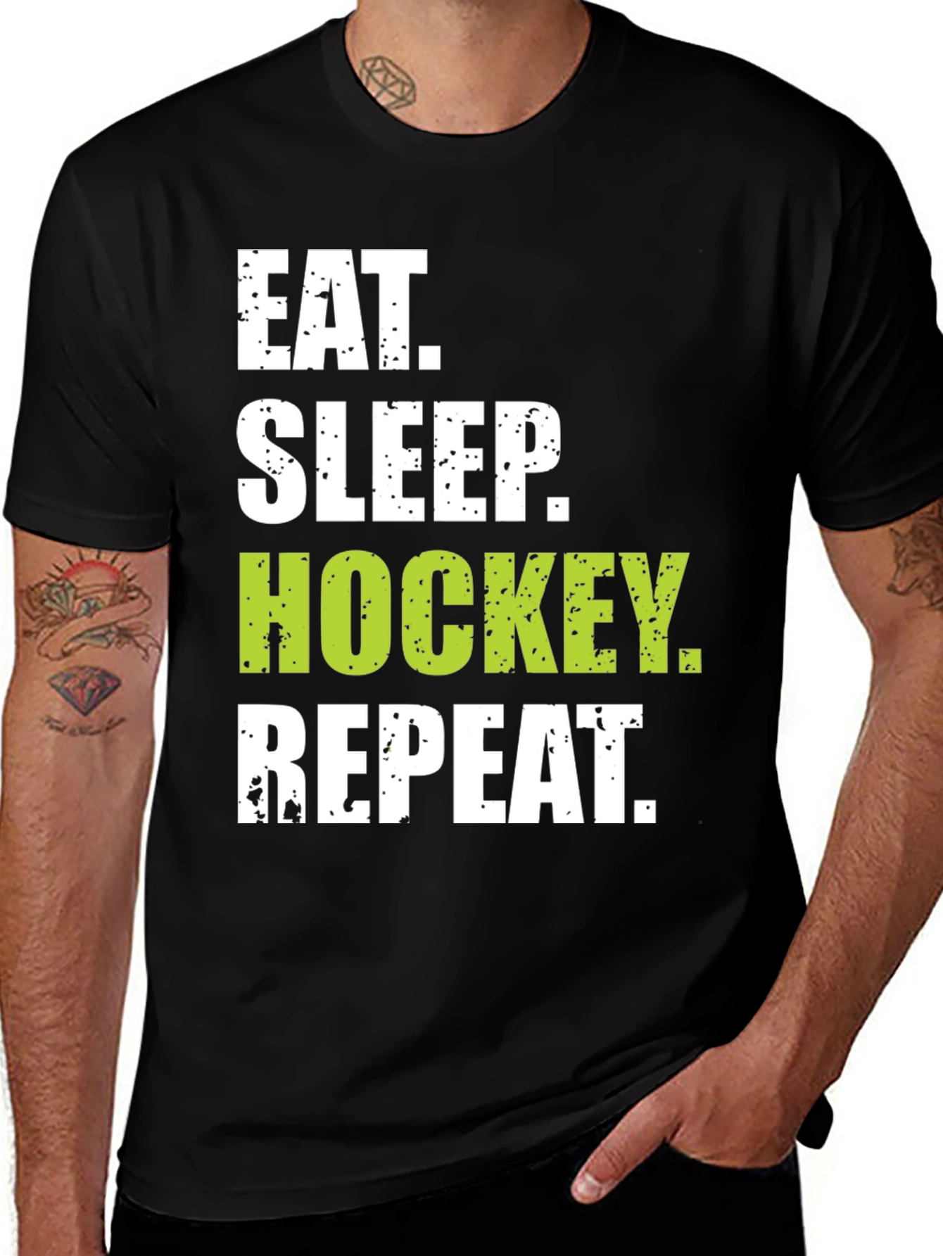 Variant 23 of Eat Sleep Hockey Repeat Graphic Tee