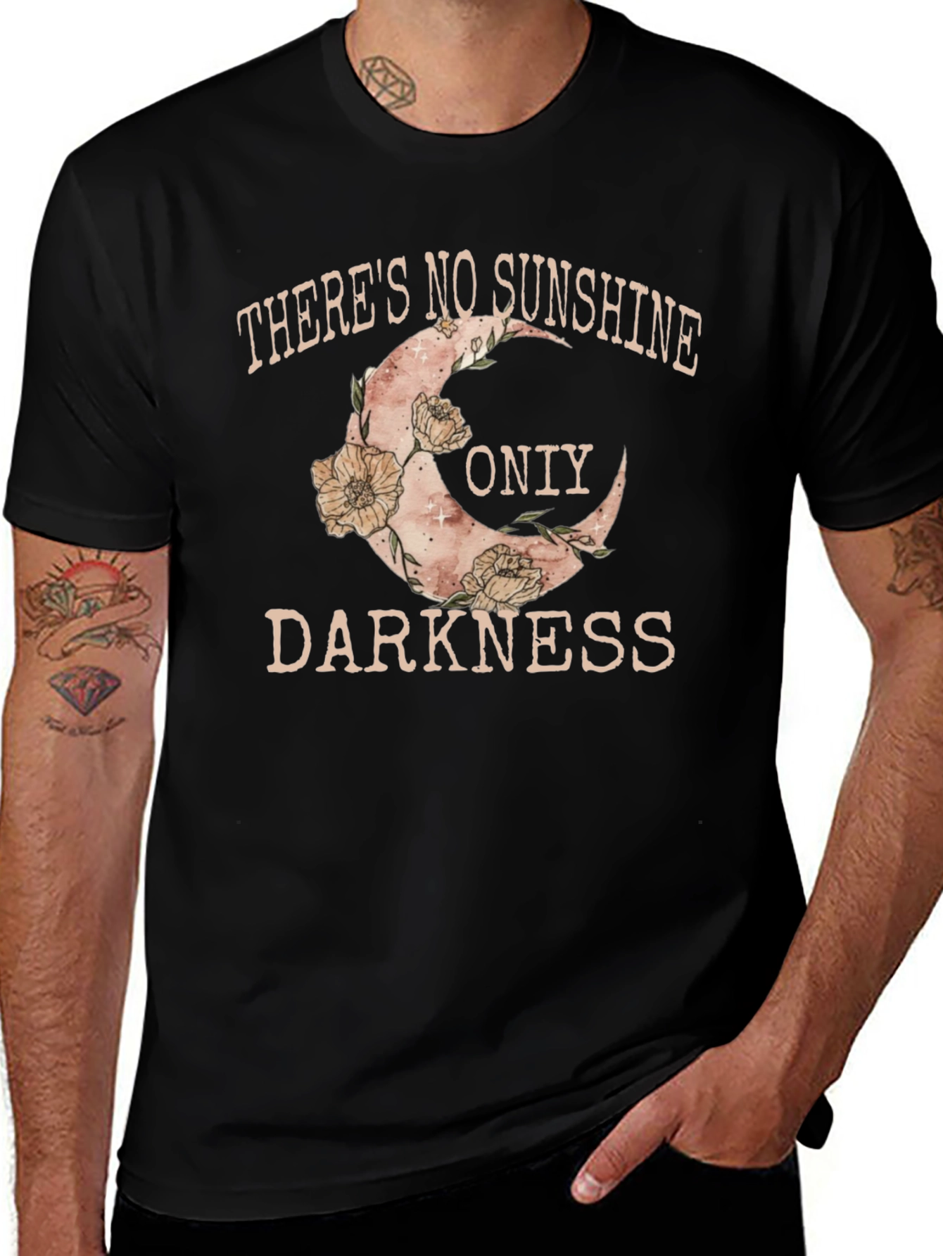 Variant 26 of Floral Moon Graphic T-Shirt: No Sunshine, Only Darkness Tee