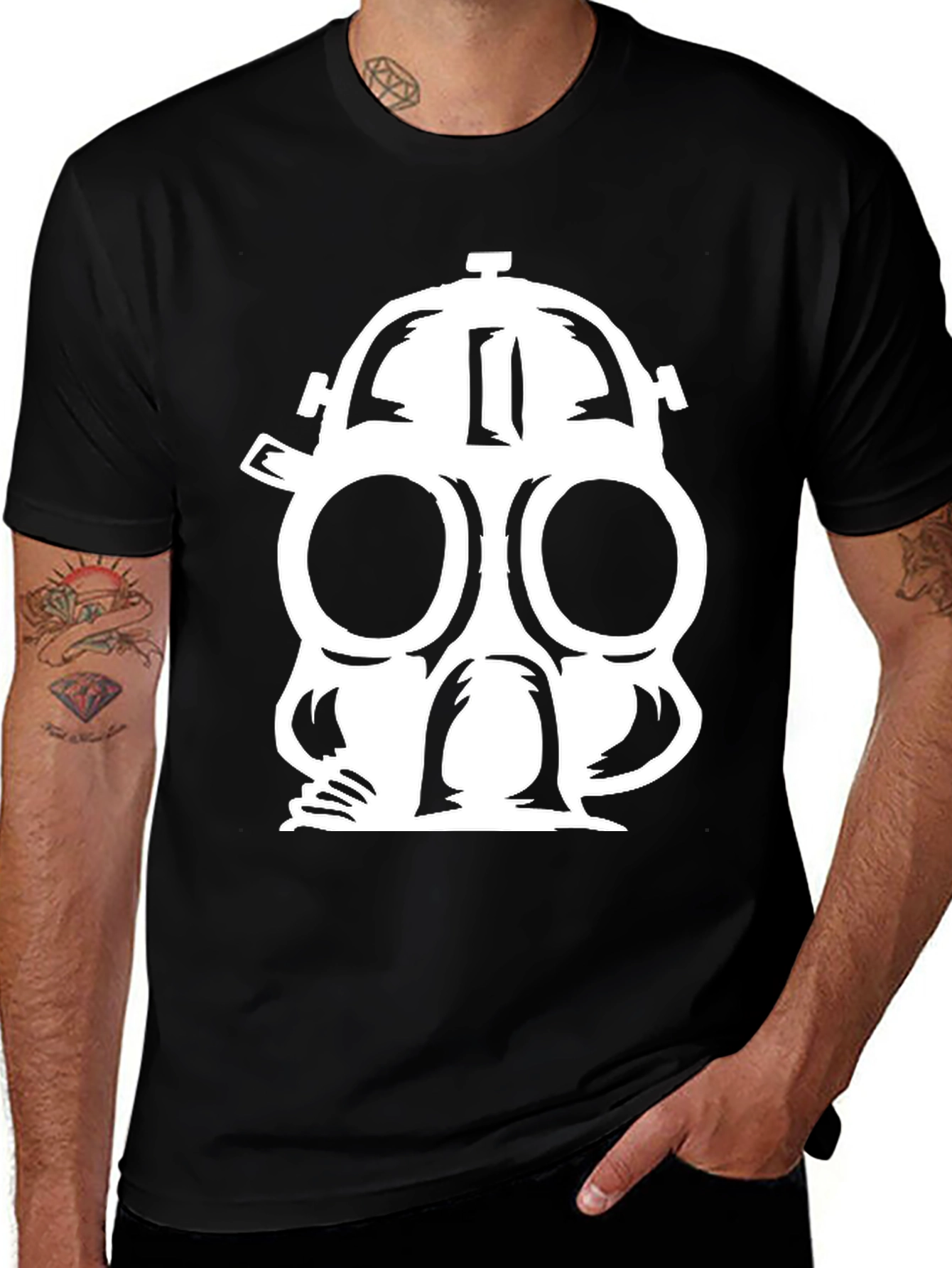 Variant 15 of Gas Mask Graphic Print T-Shirt - Black