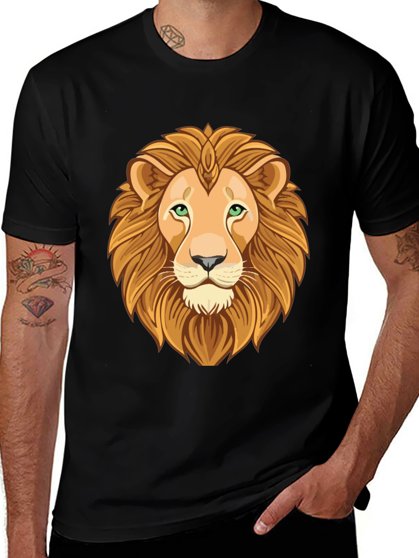 Lion Head Graphic Black T-Shirt