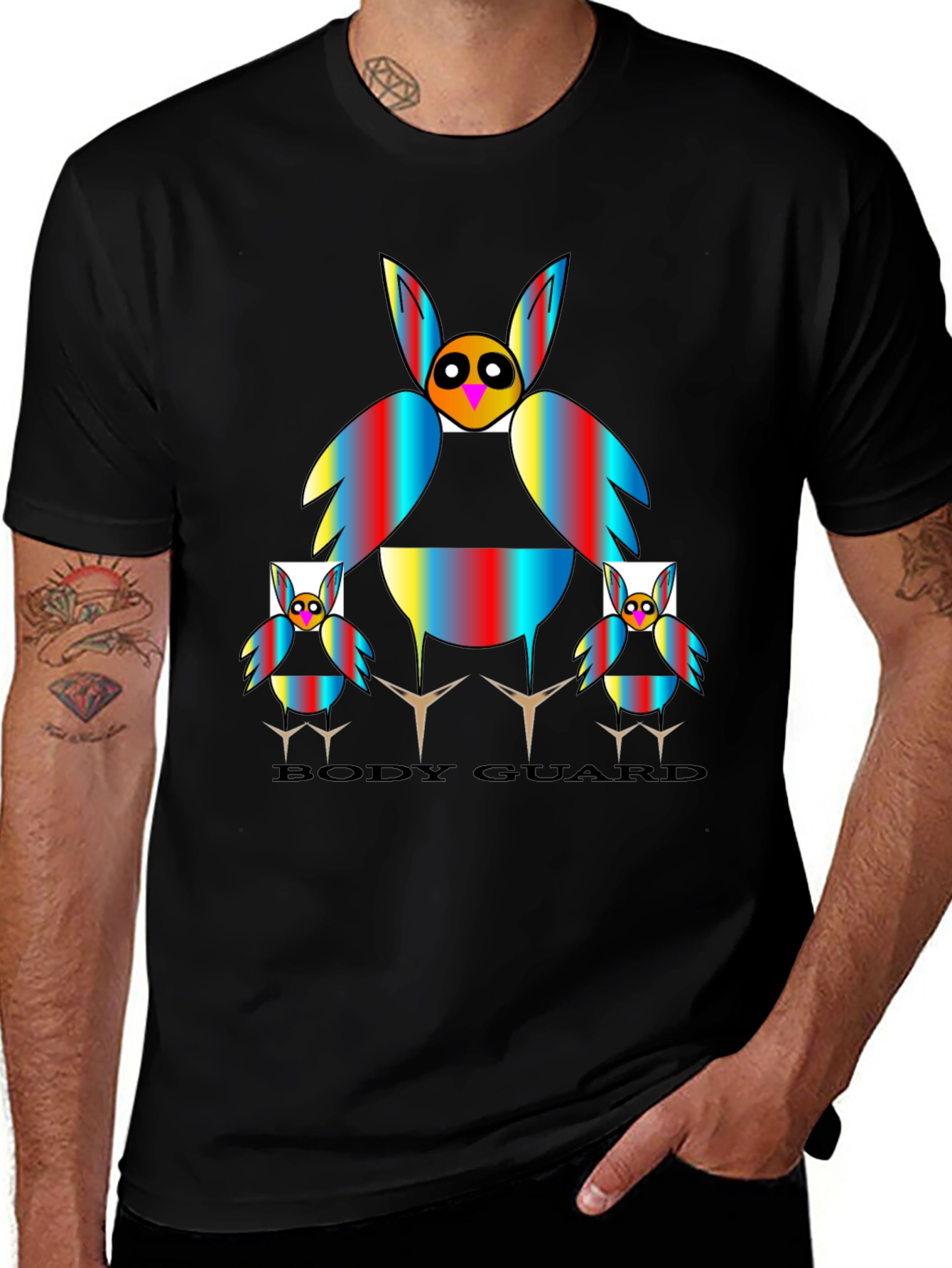 Colorful Owl Bodyguard Graphic Tee